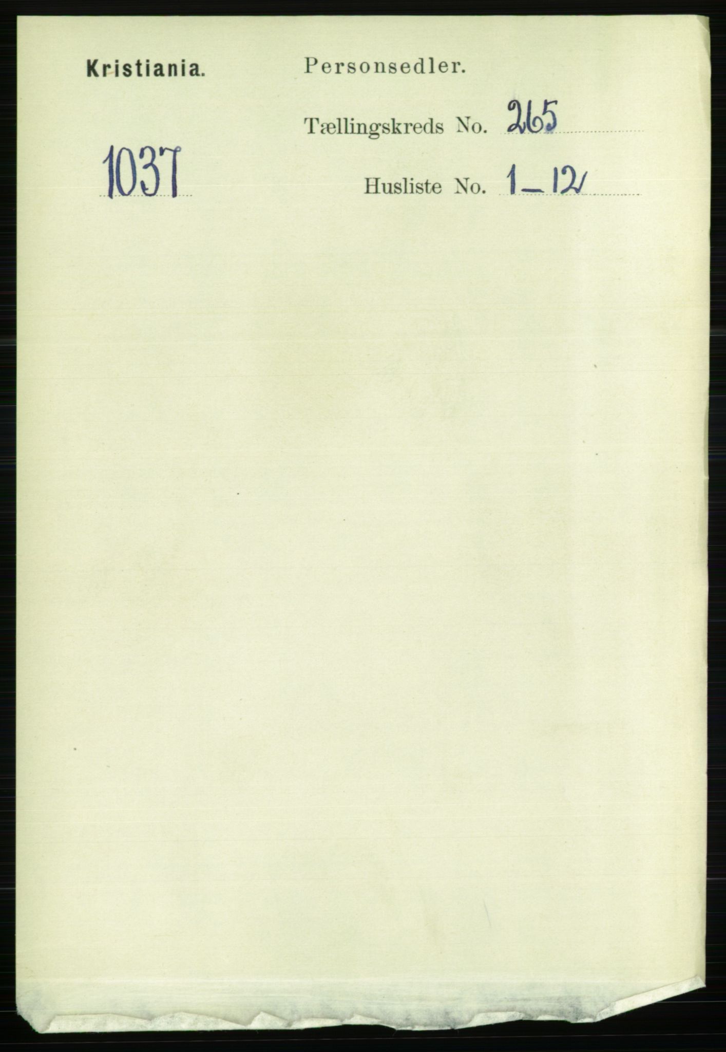RA, Folketelling 1891 for 0301 Kristiania kjøpstad, 1891, s. 160929
