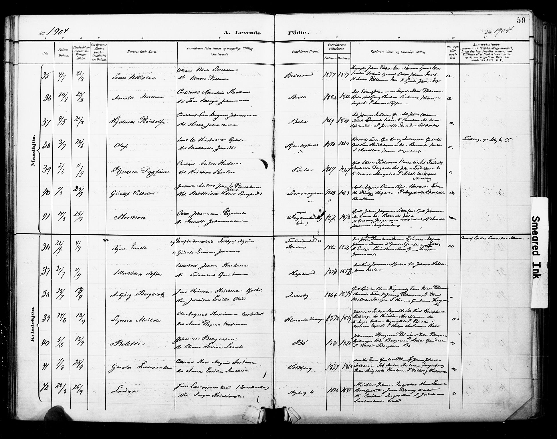 Skjeberg prestekontor Kirkebøker, AV/SAO-A-10923/F/Fa/L0010: Ministerialbok nr. I 10, 1898-1911, s. 59