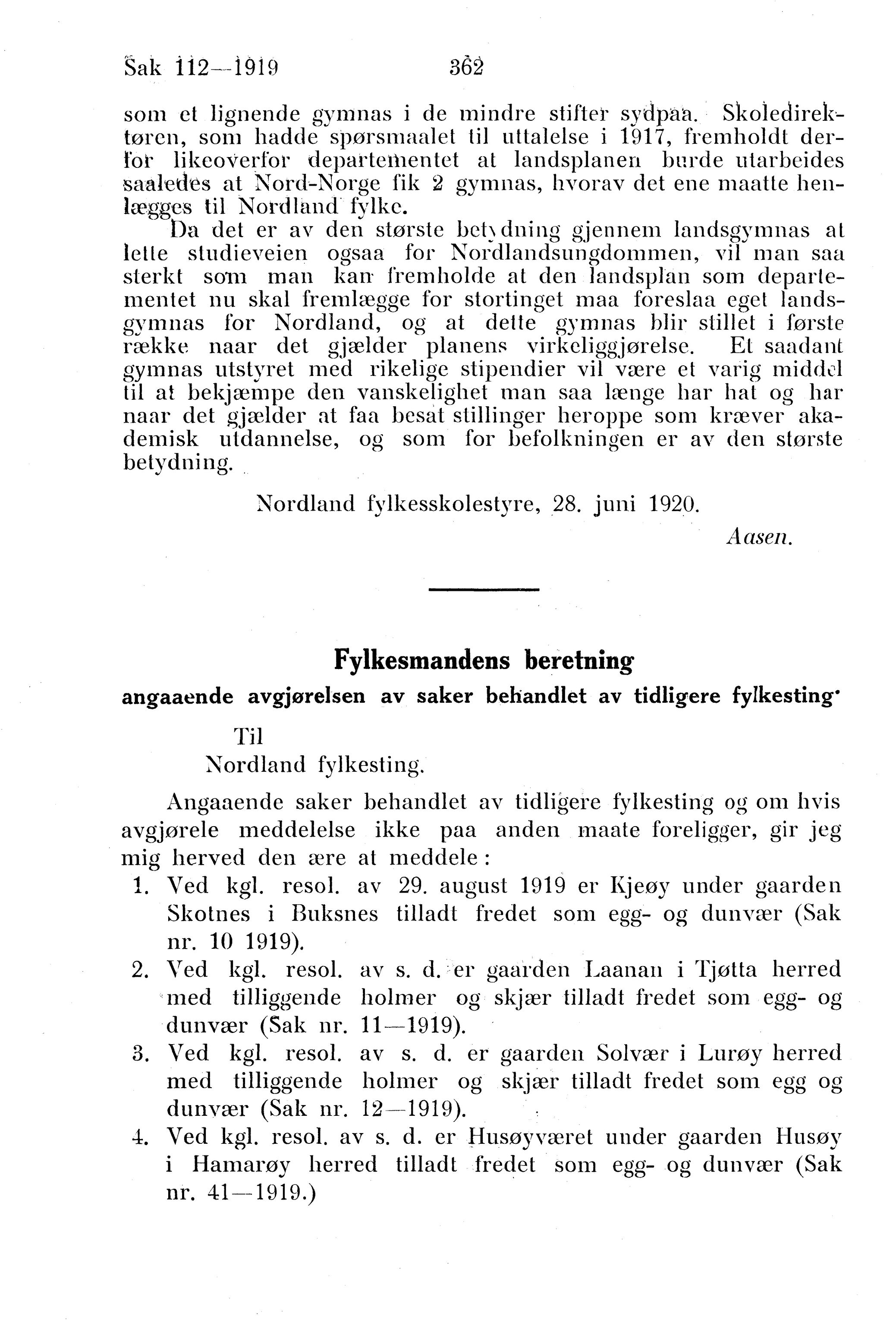 Nordland Fylkeskommune. Fylkestinget, AIN/NFK-17/176/A/Ac/L0043: Fylkestingsforhandlinger 1920, 1920