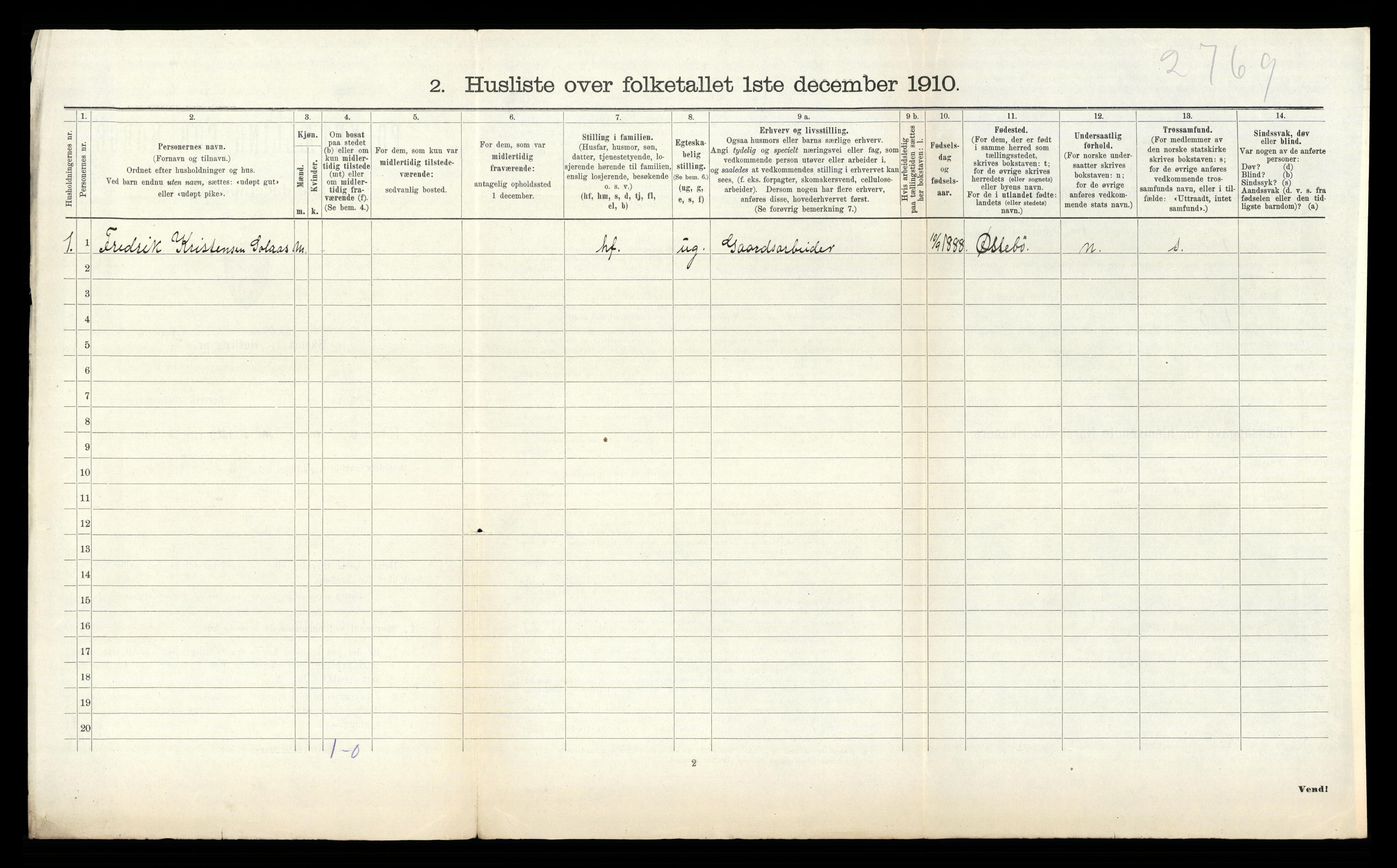 RA, Folketelling 1910 for 1018 Søgne herred, 1910, s. 1239