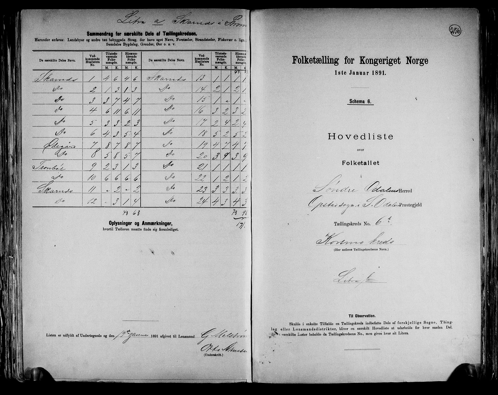 RA, Folketelling 1891 for 0419 Sør-Odal herred, 1891, s. 18