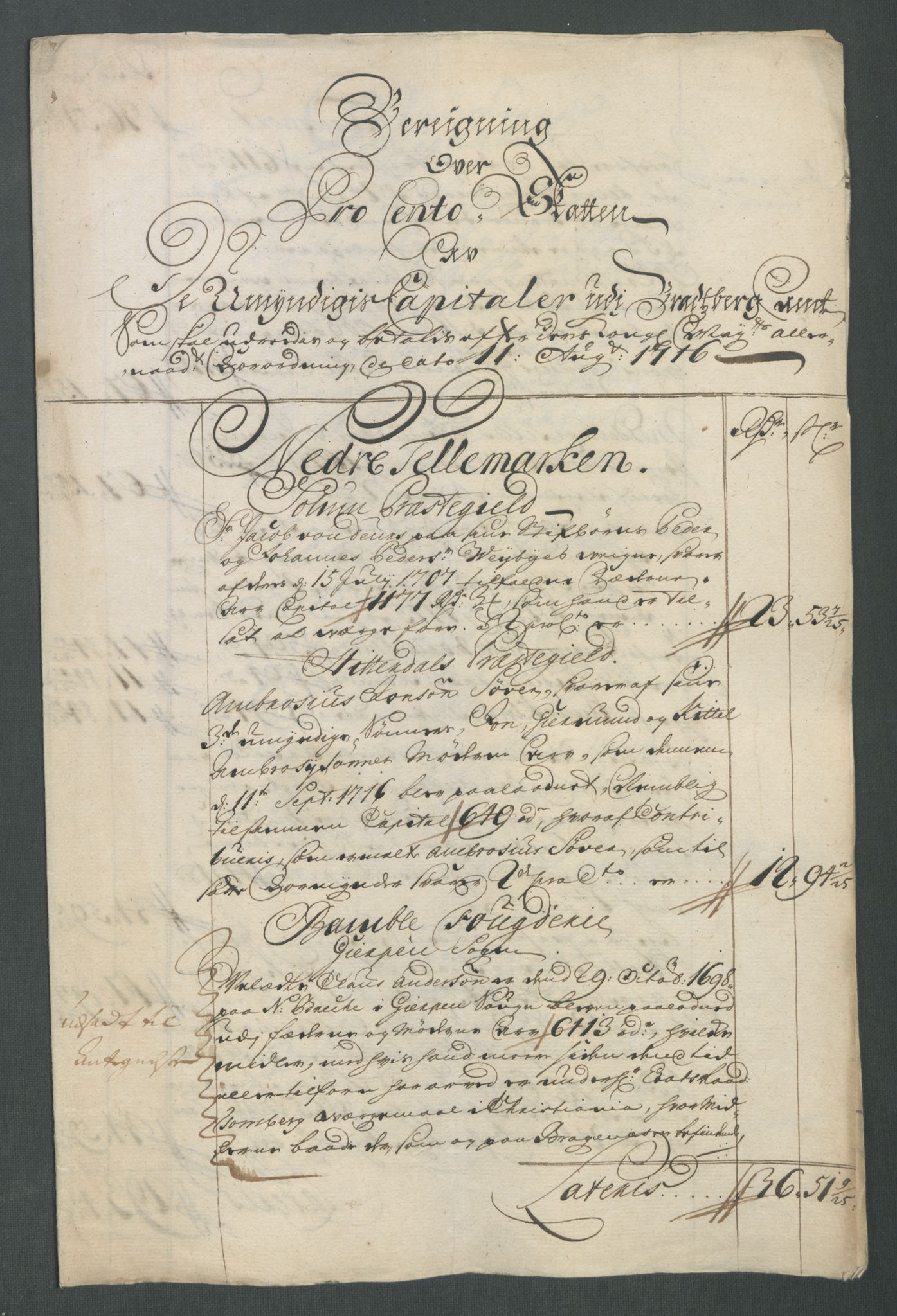 Rentekammeret inntil 1814, Reviderte regnskaper, Fogderegnskap, RA/EA-4092/R36/L2128: Fogderegnskap Øvre og Nedre Telemark og Bamble, 1716, s. 158