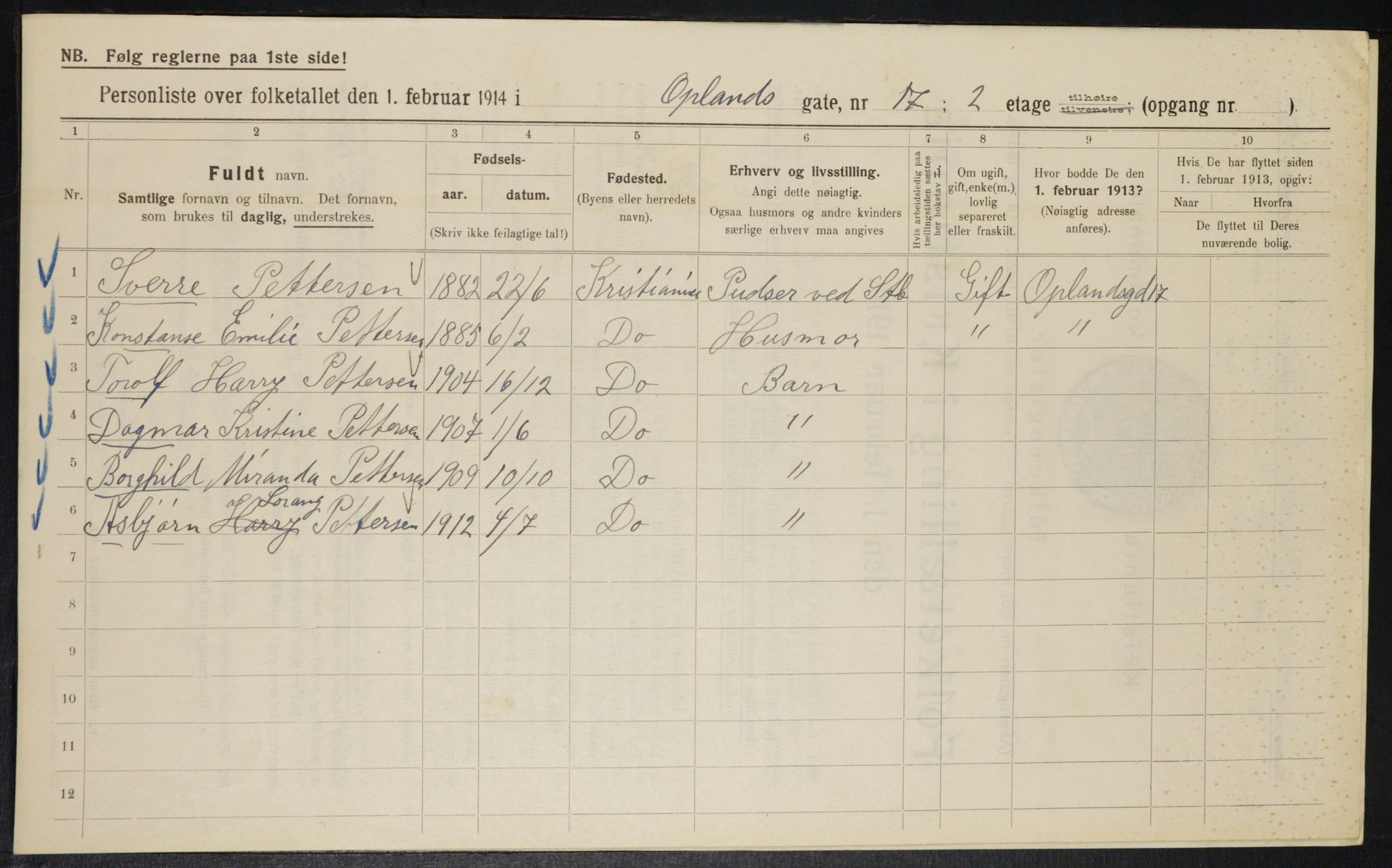 OBA, Kommunal folketelling 1.2.1914 for Kristiania, 1914, s. 75945