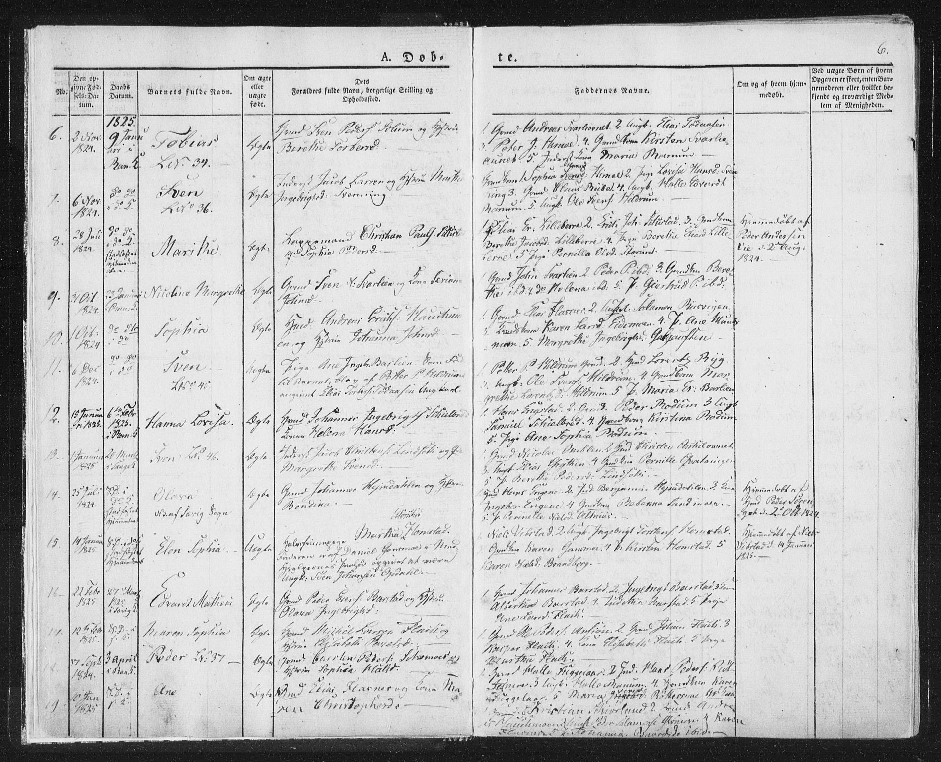 Ministerialprotokoller, klokkerbøker og fødselsregistre - Nord-Trøndelag, SAT/A-1458/764/L0551: Ministerialbok nr. 764A07a, 1824-1864, s. 6