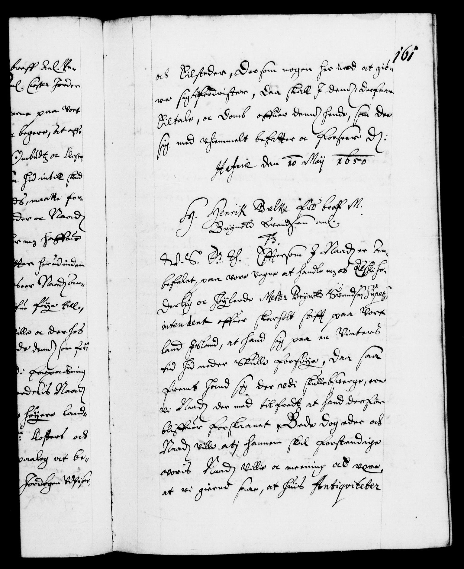 Danske Kanselli 1572-1799, AV/RA-EA-3023/F/Fc/Fca/Fcab/L0008: Norske tegnelser (mikrofilm), 1648-1652, s. 161a