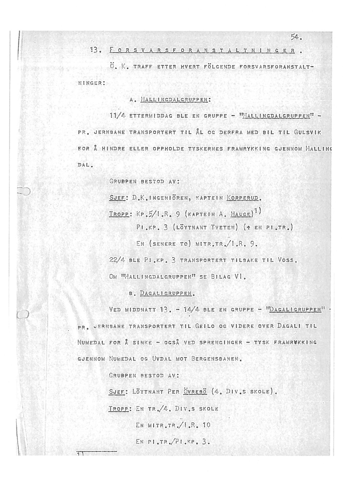 Oberst Sverre Blom - manuskript til krigshistorie, SAB/-/F/L0001: Manuskript "Krigens historie - operasjonene til lands på Vestlandet 1940" av oberst Sverre Blom, 1940, s. 54
