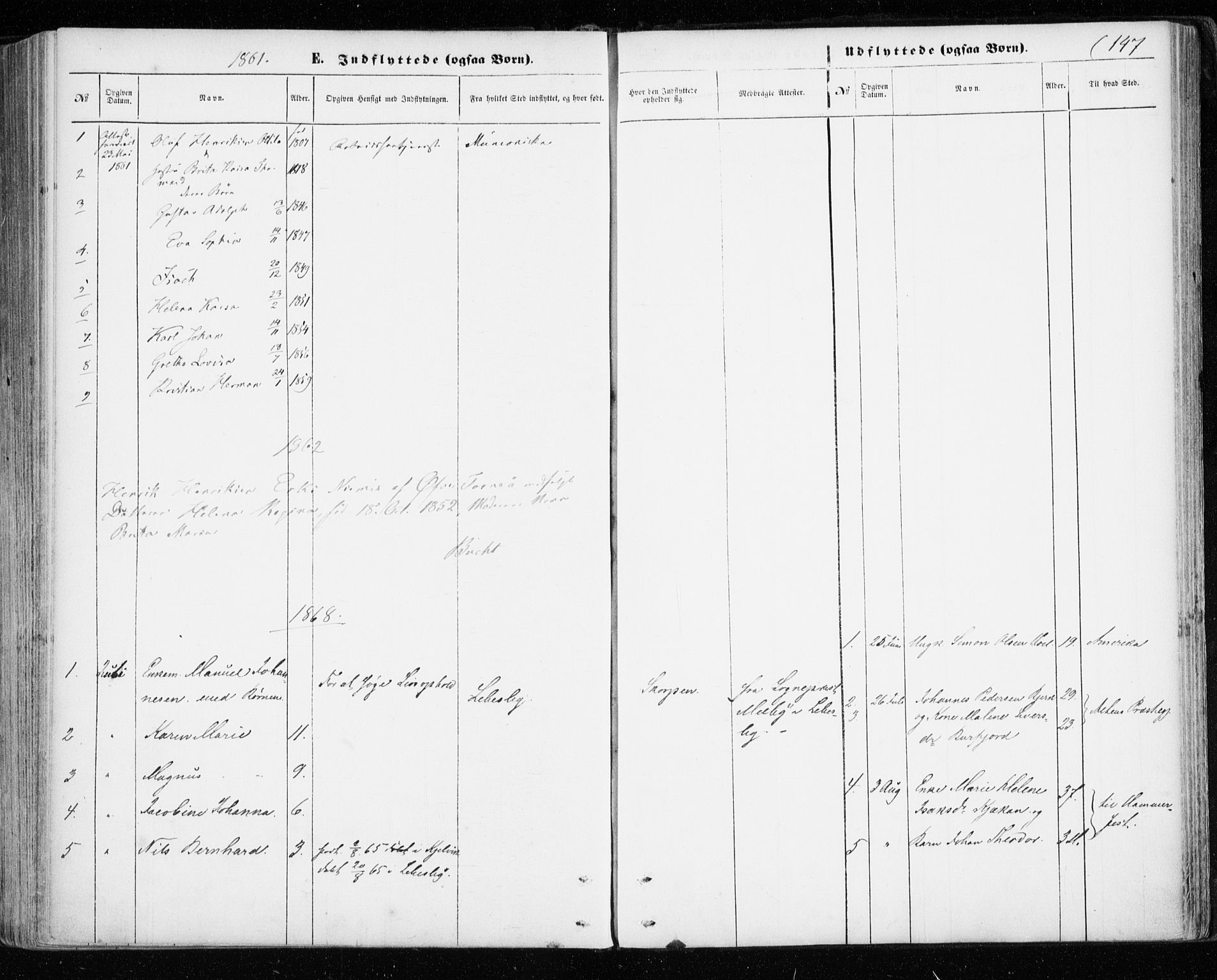 Skjervøy sokneprestkontor, AV/SATØ-S-1300/H/Ha/Haa/L0011kirke: Ministerialbok nr. 11, 1861-1877, s. 147