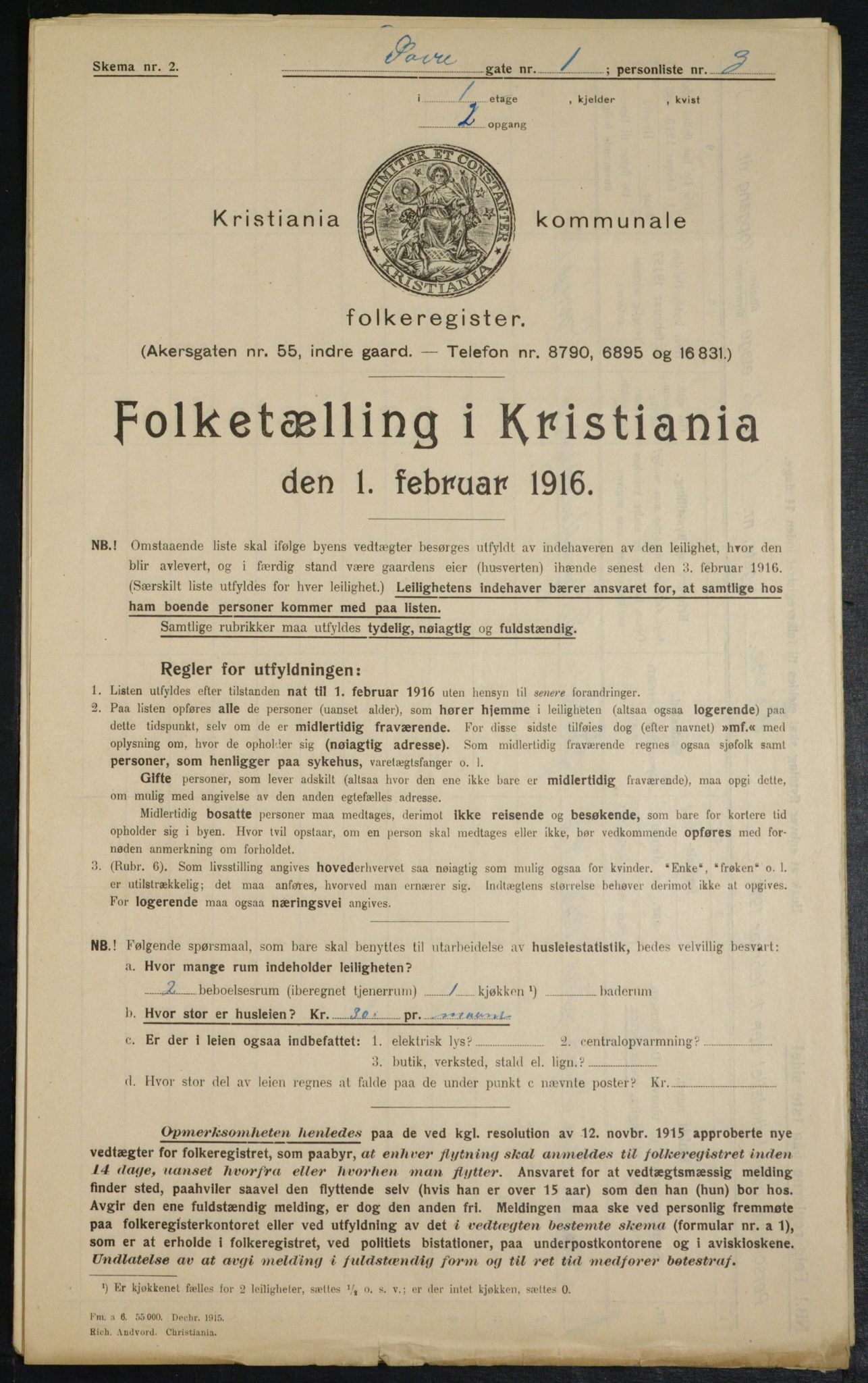 OBA, Kommunal folketelling 1.2.1916 for Kristiania, 1916, s. 16104