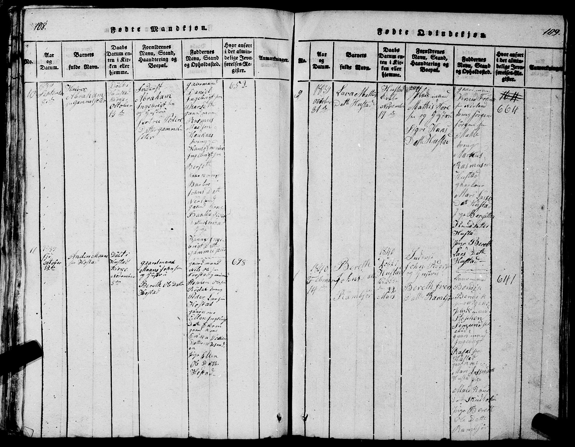 Ministerialprotokoller, klokkerbøker og fødselsregistre - Møre og Romsdal, AV/SAT-A-1454/567/L0781: Klokkerbok nr. 567C01, 1818-1845, s. 108-109