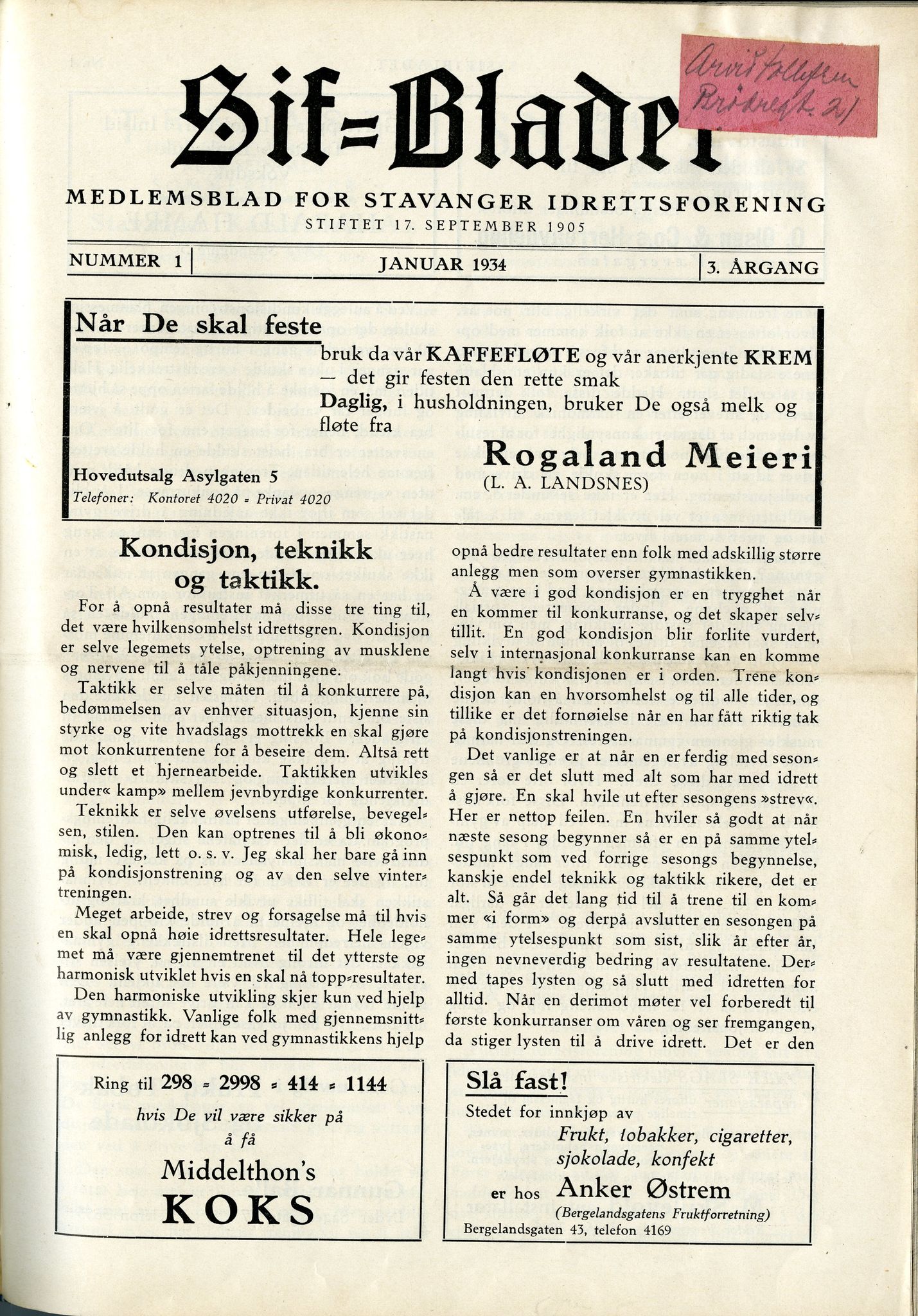 , SIF-bladet 1934, 1934