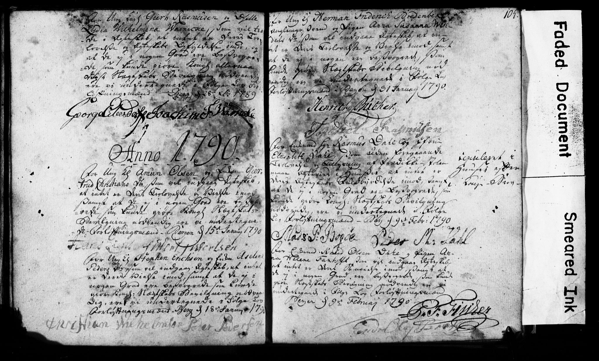 Korskirken sokneprestembete, SAB/A-76101: Forlovererklæringer nr. II.5.1, 1776-1816, s. 105