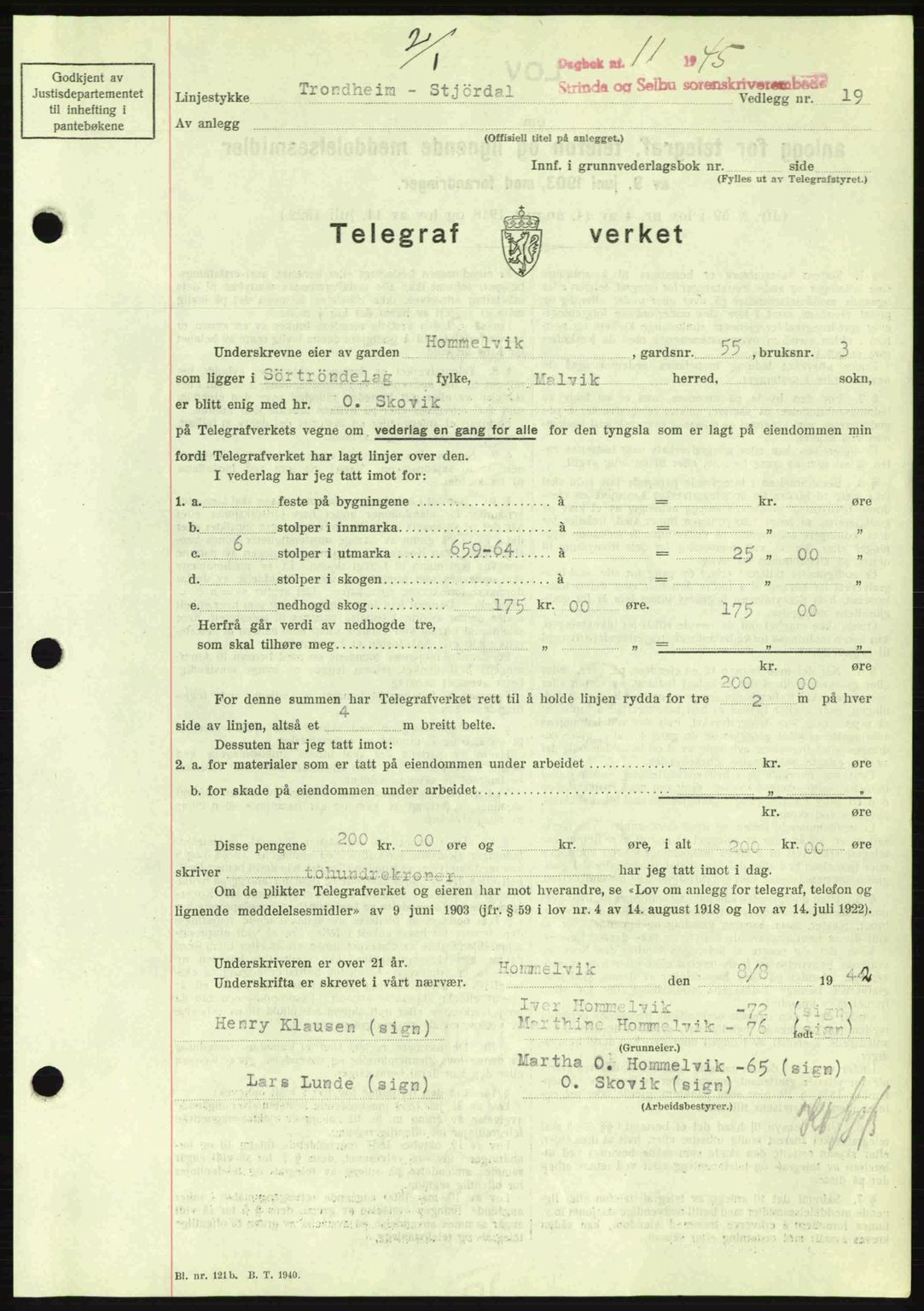 Strinda og Selbu sorenskriveri, SAT/A-0015/2/2C: Pantebok nr. A9, 1944-1945, Dagboknr: 11/1945