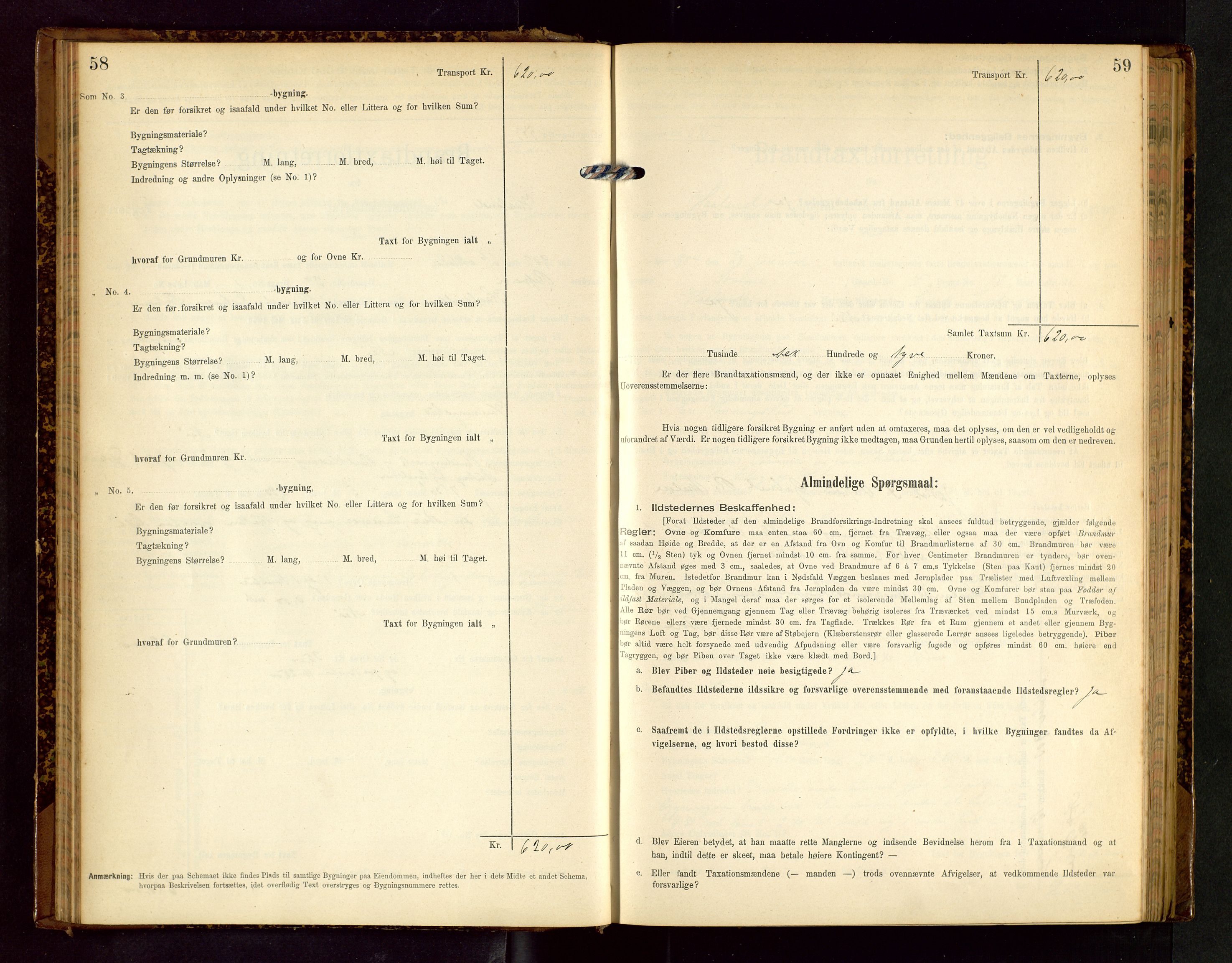 Håland lensmannskontor, SAST/A-100100/Gob/L0002: Branntakstprotokoll - skjematakst. Register i boken., 1902-1906, s. 58-59
