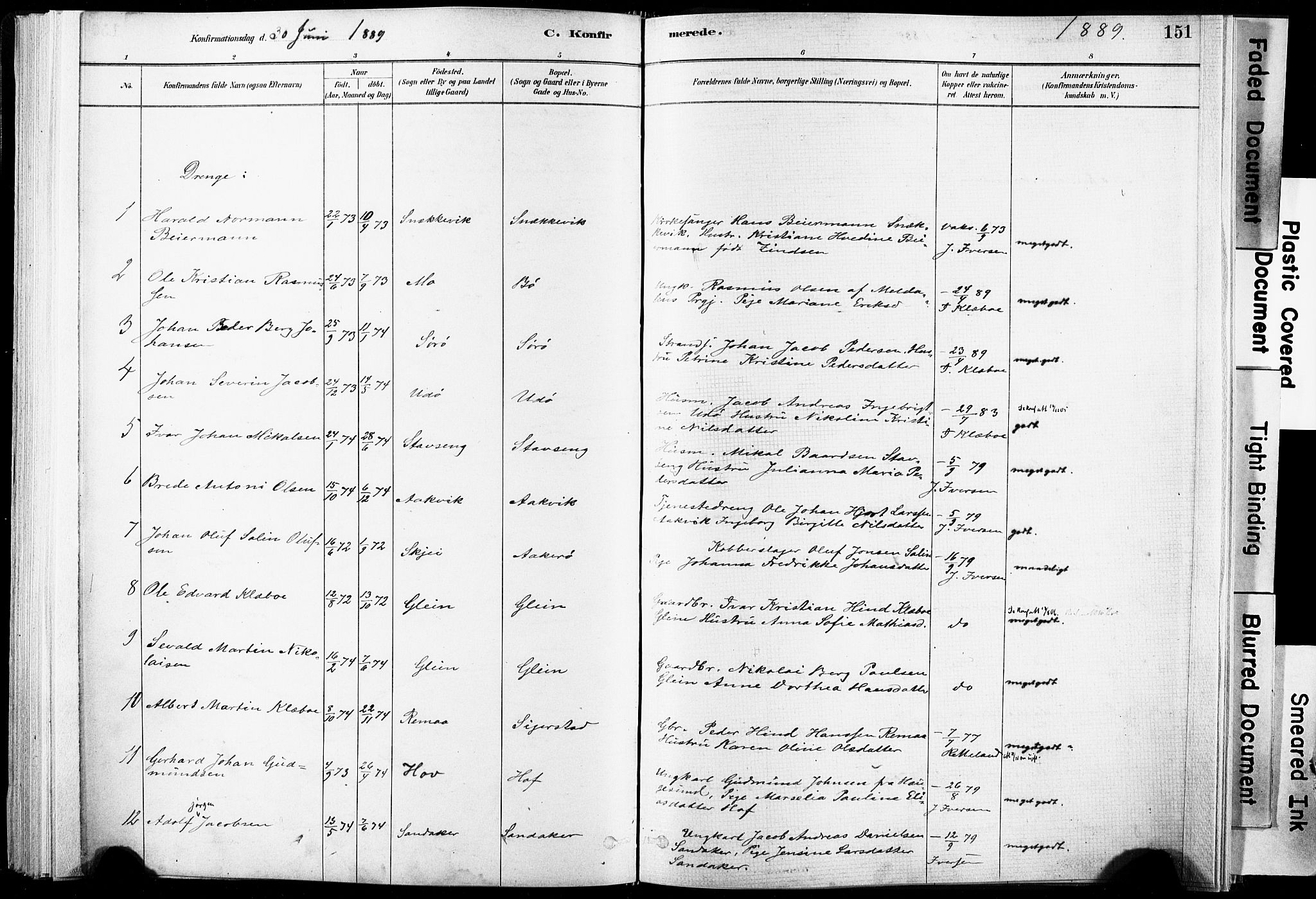 Ministerialprotokoller, klokkerbøker og fødselsregistre - Nordland, SAT/A-1459/835/L0525: Ministerialbok nr. 835A03I, 1881-1910, s. 151