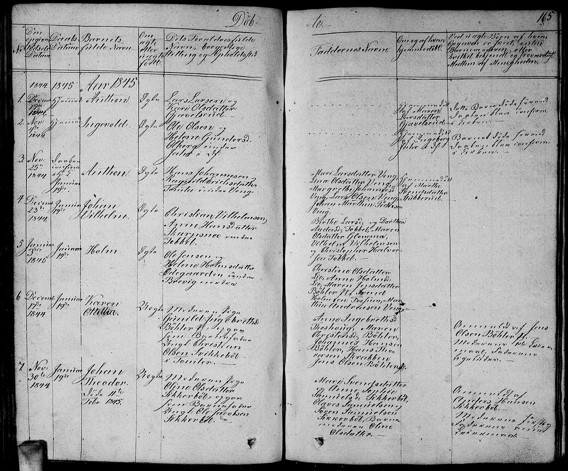 Enebakk prestekontor Kirkebøker, SAO/A-10171c/G/Ga/L0003: Klokkerbok nr. I 3, 1833-1849, s. 165