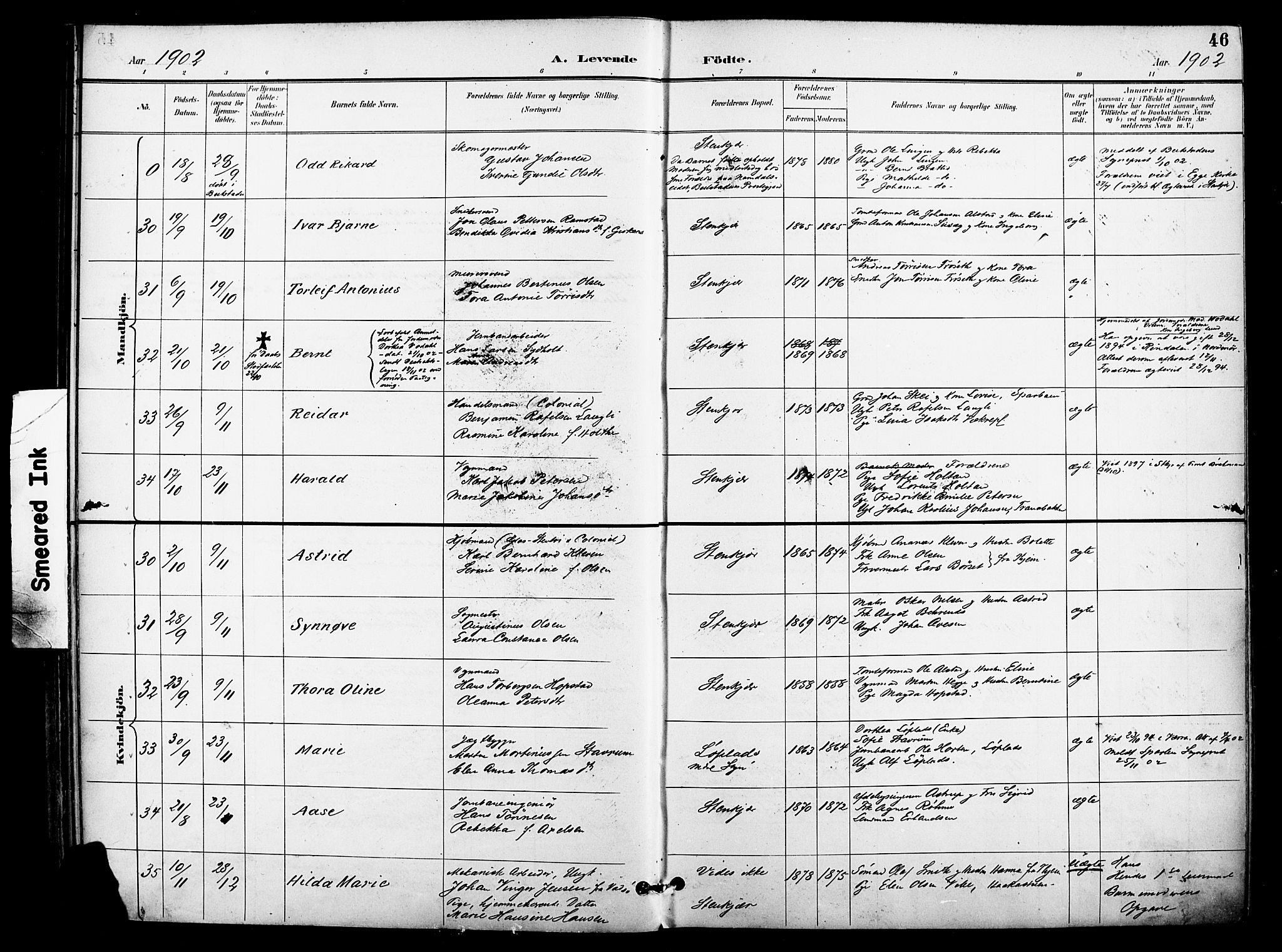 Ministerialprotokoller, klokkerbøker og fødselsregistre - Nord-Trøndelag, AV/SAT-A-1458/739/L0372: Ministerialbok nr. 739A04, 1895-1903, s. 46