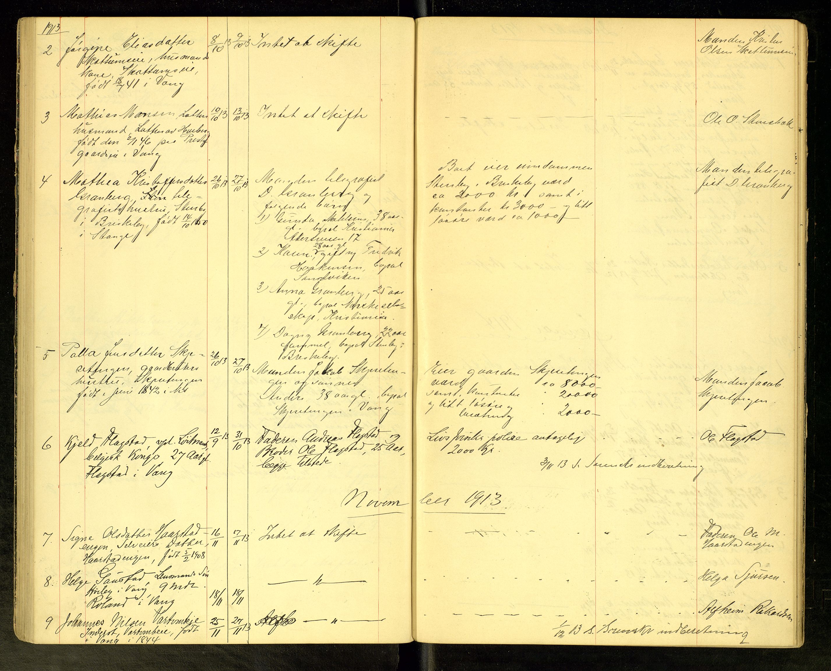 Vang, Hedmark, lensmannskontor, AV/SAH-LHV-018/H/Ha/L0006: Dødsfallsprotokoll, 1908-1915