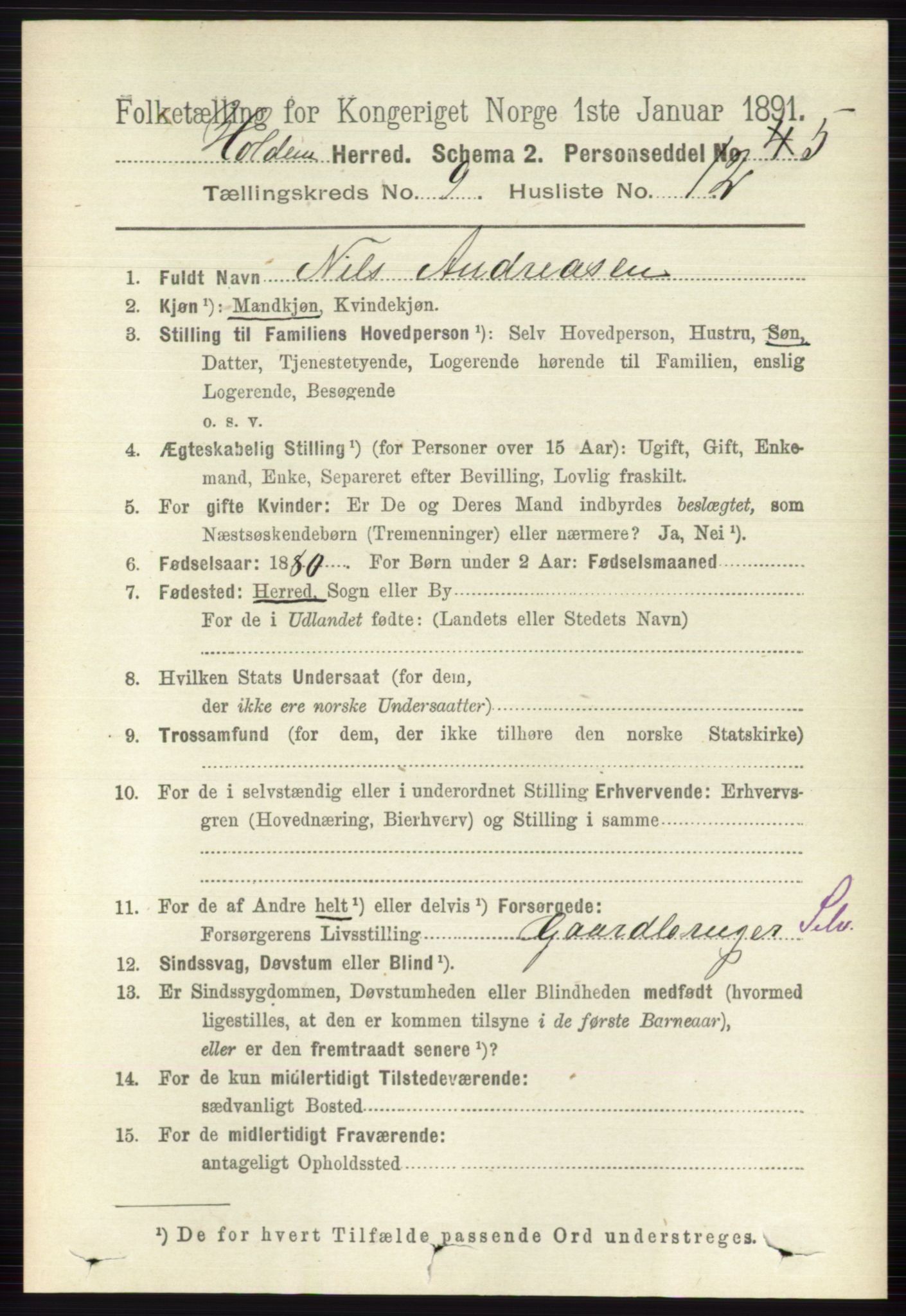 RA, Folketelling 1891 for 0819 Holla herred, 1891, s. 4151
