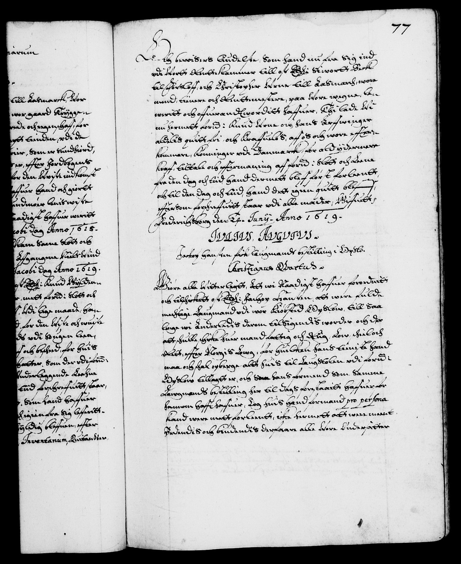 Danske Kanselli 1572-1799, RA/EA-3023/F/Fc/Fca/Fcaa/L0004: Norske registre (mikrofilm), 1617-1630, s. 77a