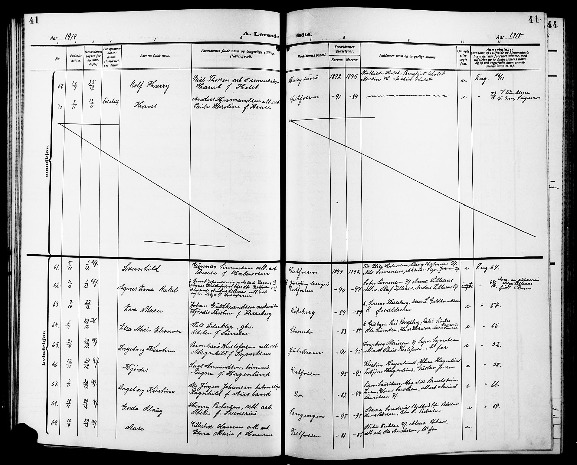 Eiker kirkebøker, AV/SAKO-A-4/G/Ga/L0009: Klokkerbok nr. I 9, 1915-1924, s. 41