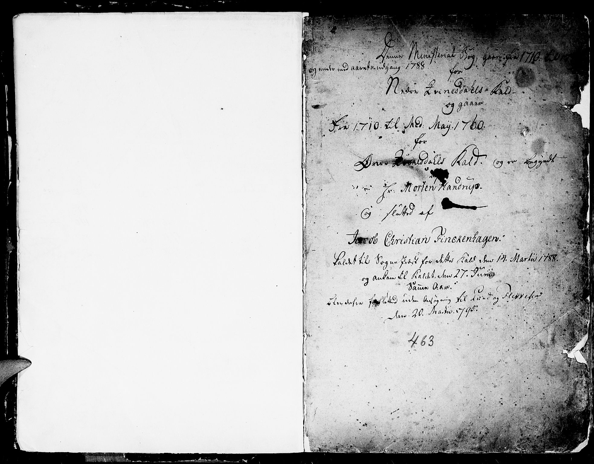 Kvinesdal sokneprestkontor, AV/SAK-1111-0026/F/Fa/Fab/L0001: Ministerialbok nr. A 1 /1, 1710-1788, s. 1