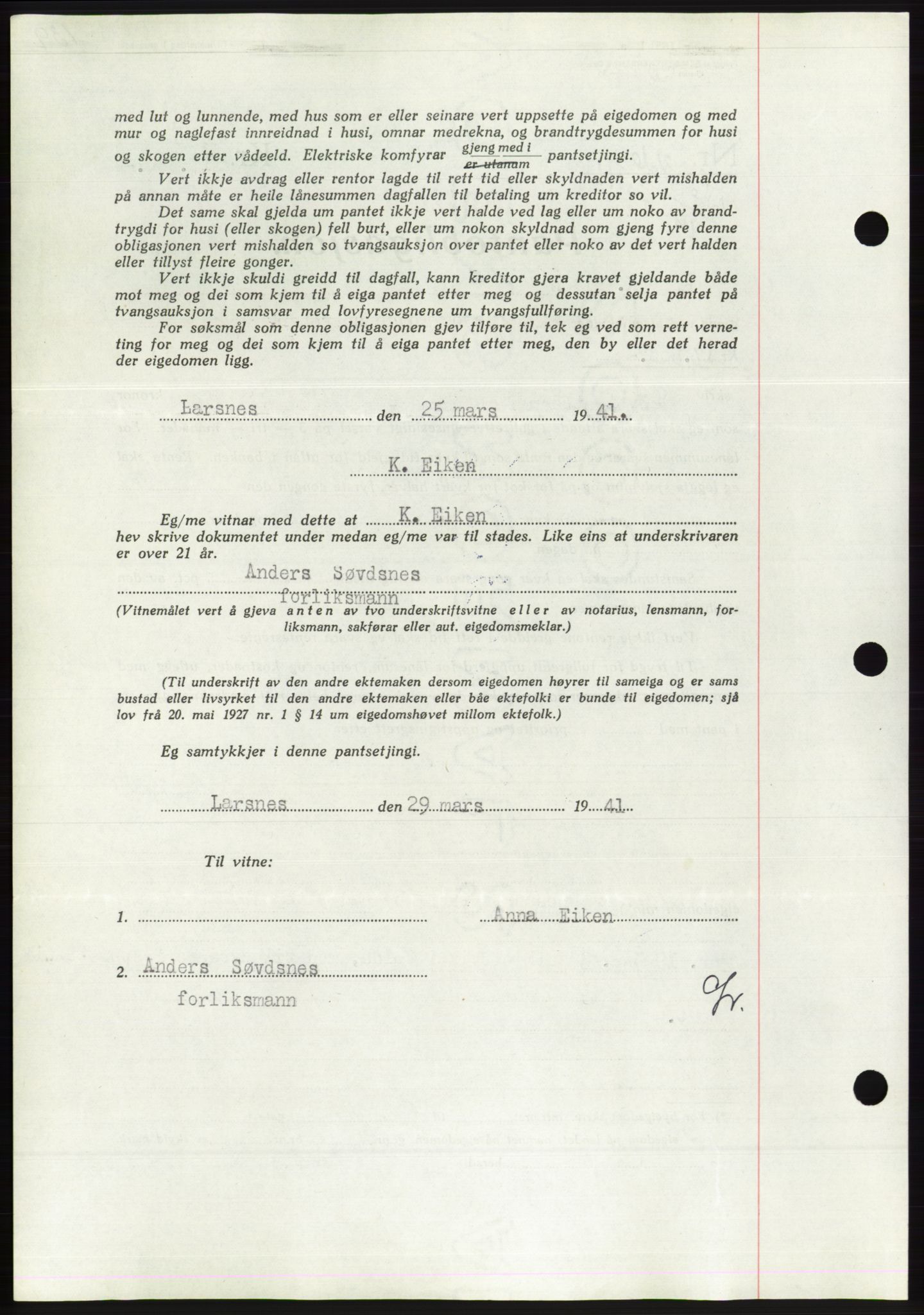 Søre Sunnmøre sorenskriveri, AV/SAT-A-4122/1/2/2C/L0071: Pantebok nr. 65, 1941-1941, Dagboknr: 366/1941