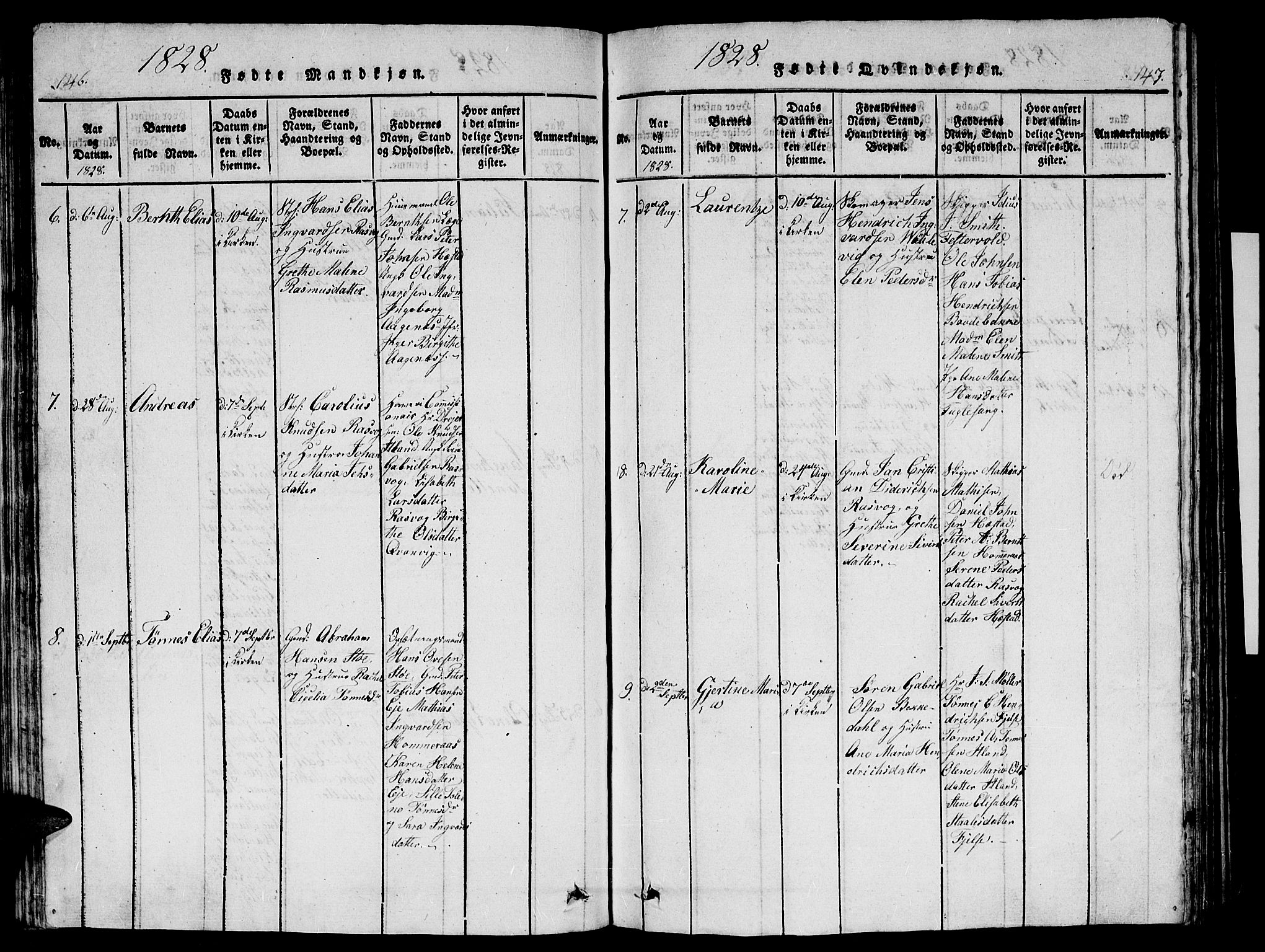 Flekkefjord sokneprestkontor, AV/SAK-1111-0012/F/Fb/Fbb/L0001: Klokkerbok nr. B 1, 1815-1830, s. 146-147