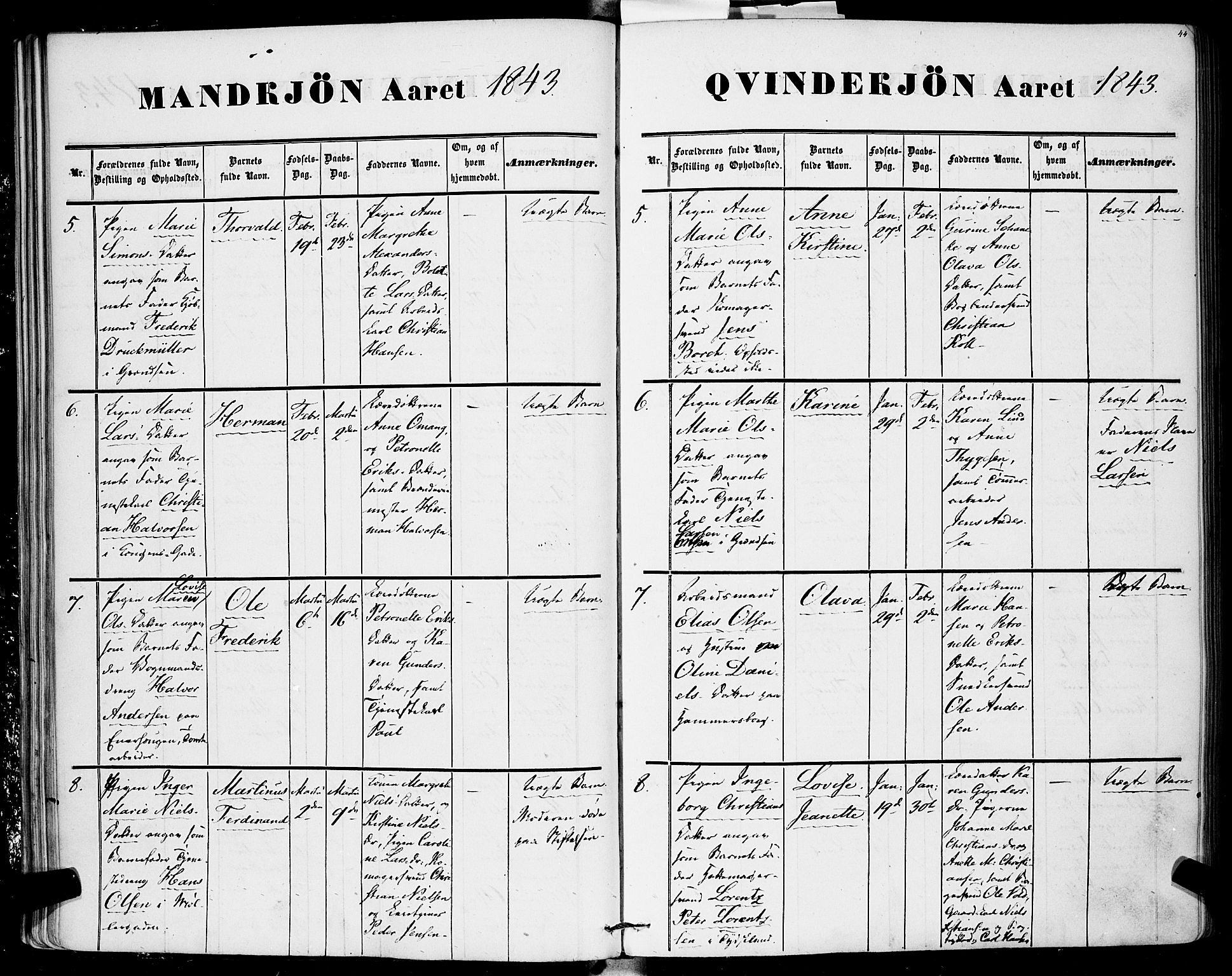 Rikshospitalet prestekontor Kirkebøker, AV/SAO-A-10309b/F/L0003: Ministerialbok nr. 3, 1841-1853, s. 44
