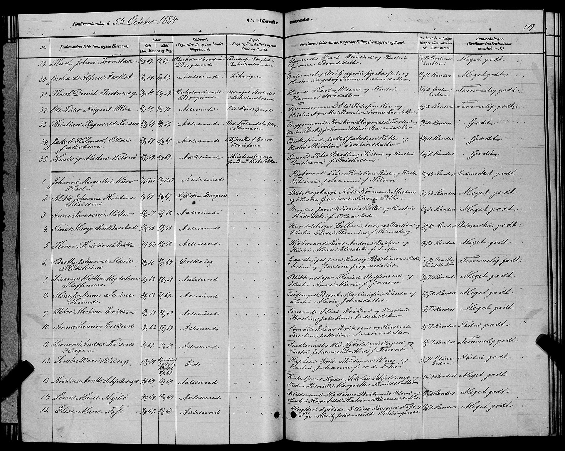 Ministerialprotokoller, klokkerbøker og fødselsregistre - Møre og Romsdal, AV/SAT-A-1454/529/L0466: Klokkerbok nr. 529C03, 1878-1888, s. 179