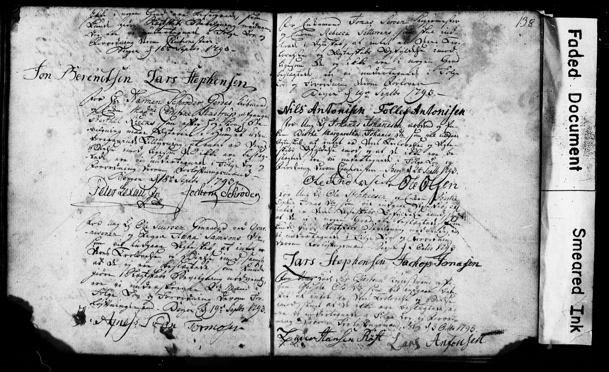 Korskirken sokneprestembete, SAB/A-76101: Forlovererklæringer nr. II.5.1, 1776-1816, s. 138