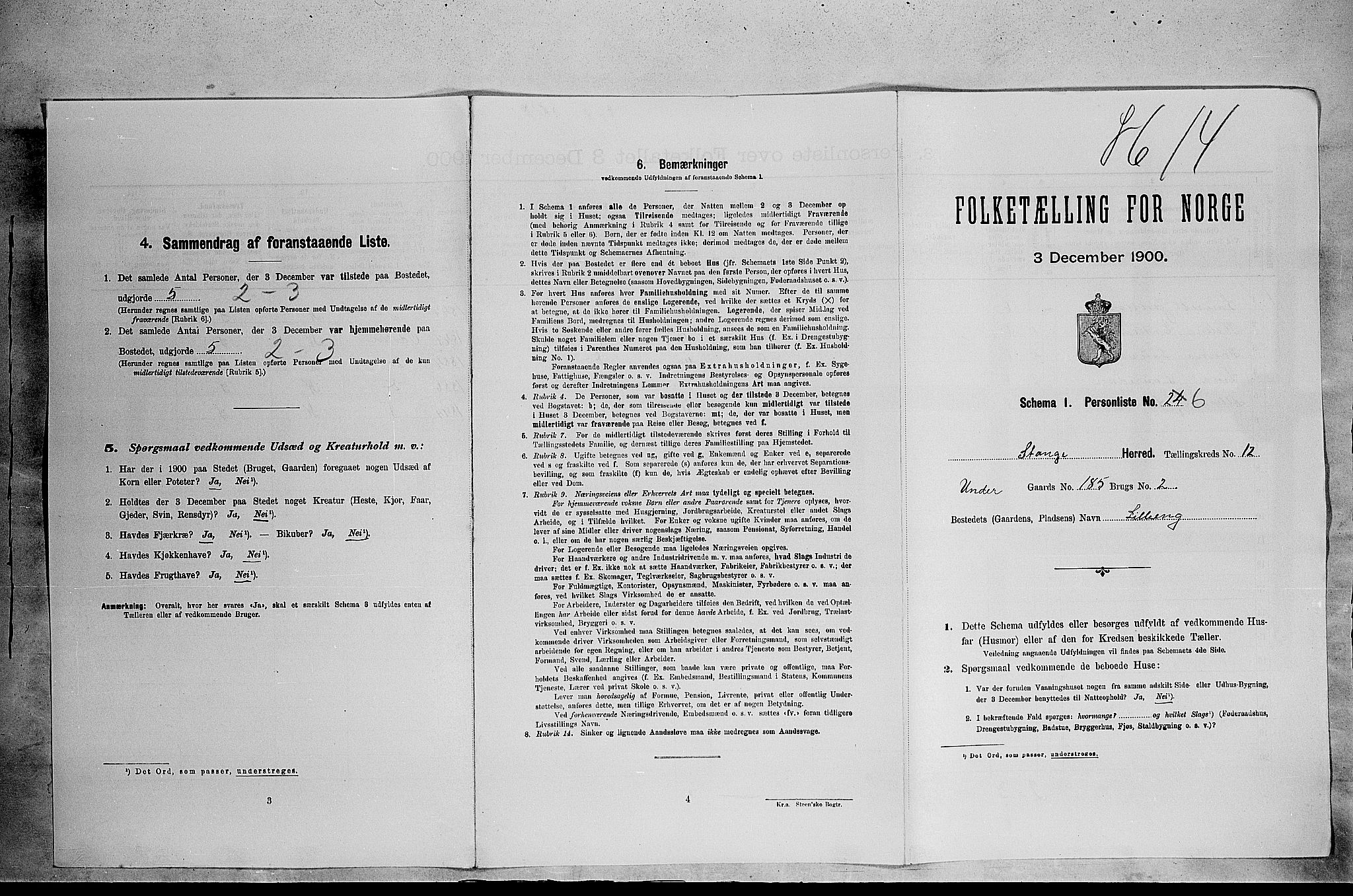 SAH, Folketelling 1900 for 0417 Stange herred, 1900, s. 2304