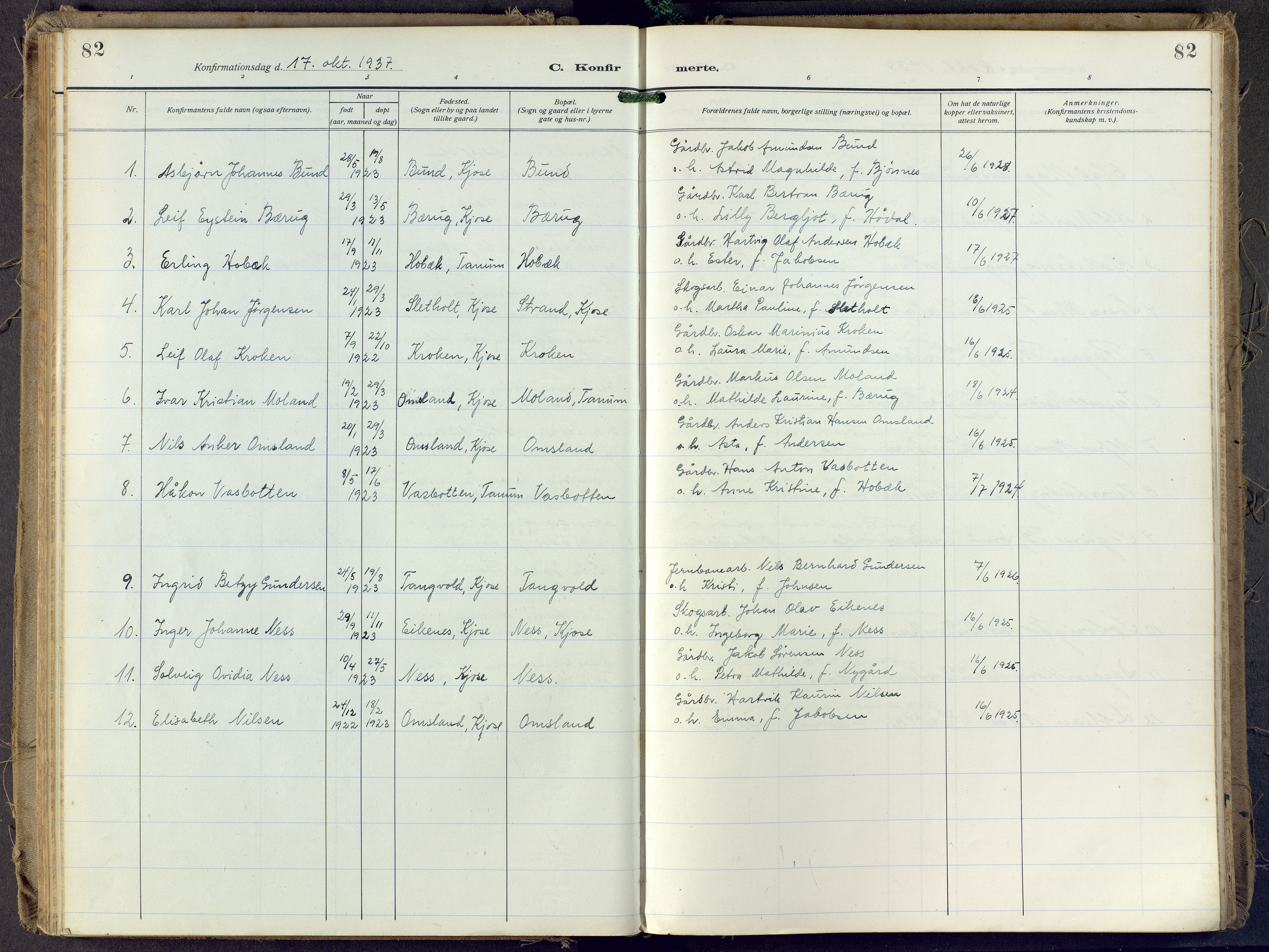 Brunlanes kirkebøker, SAKO/A-342/F/Fd/L0002: Ministerialbok nr. IV 2, 1918-1958, s. 82