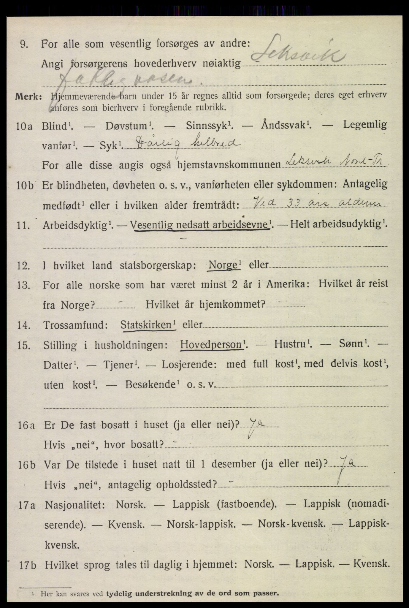 SAT, Folketelling 1920 for 1718 Leksvik herred, 1920, s. 3481