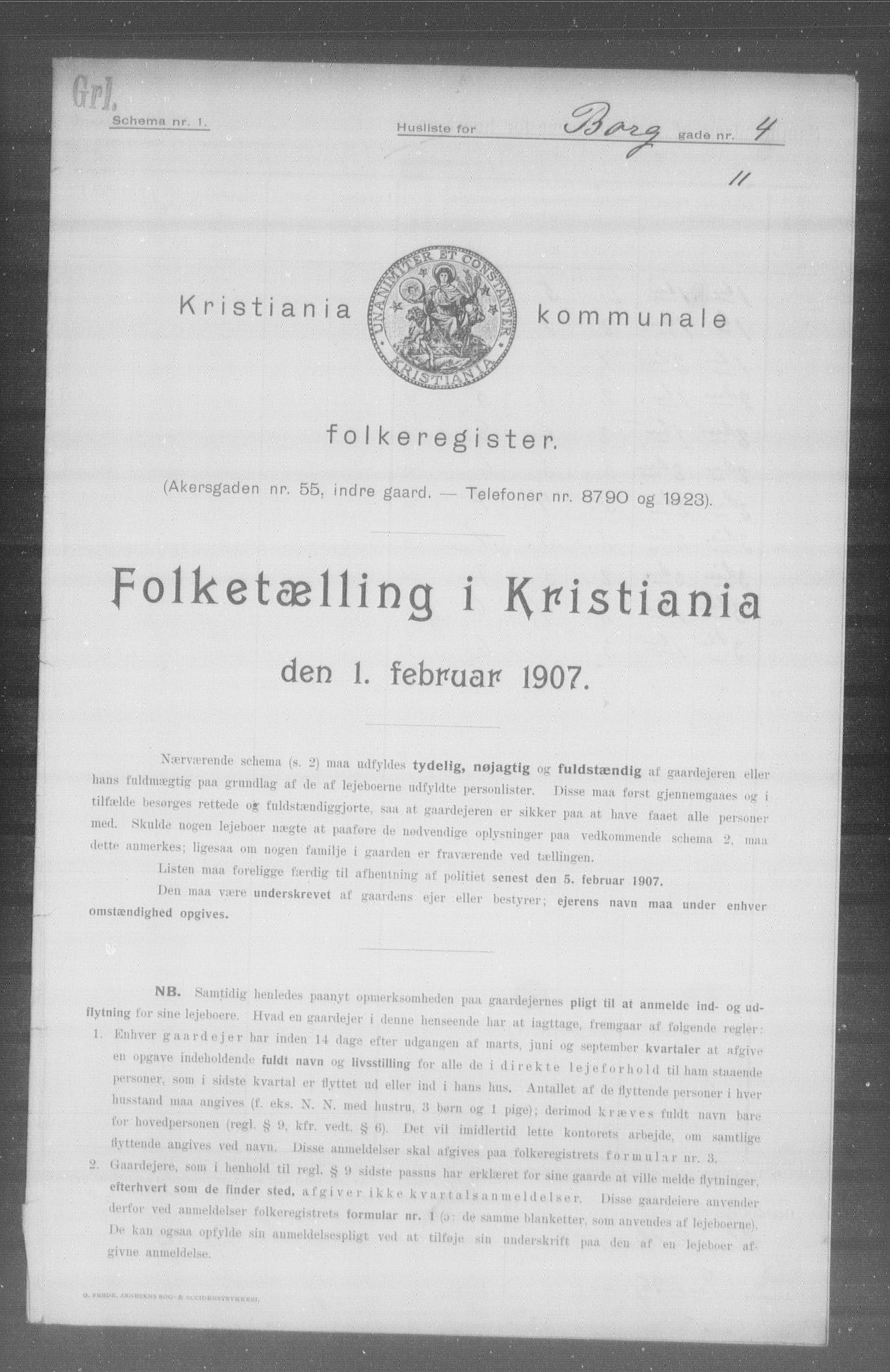 OBA, Kommunal folketelling 1.2.1907 for Kristiania kjøpstad, 1907, s. 4050