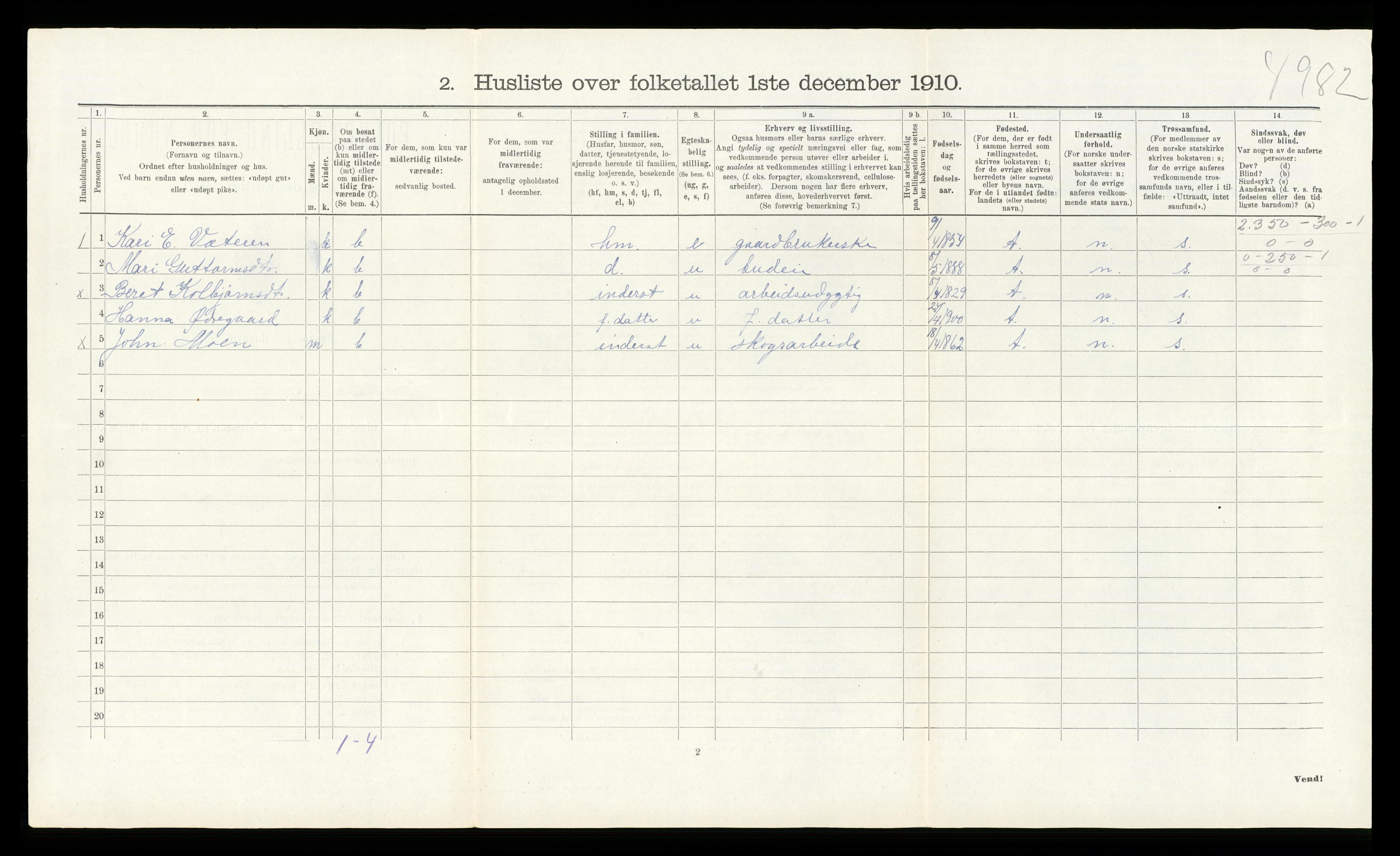 RA, Folketelling 1910 for 0615 Flå herred, 1910, s. 195