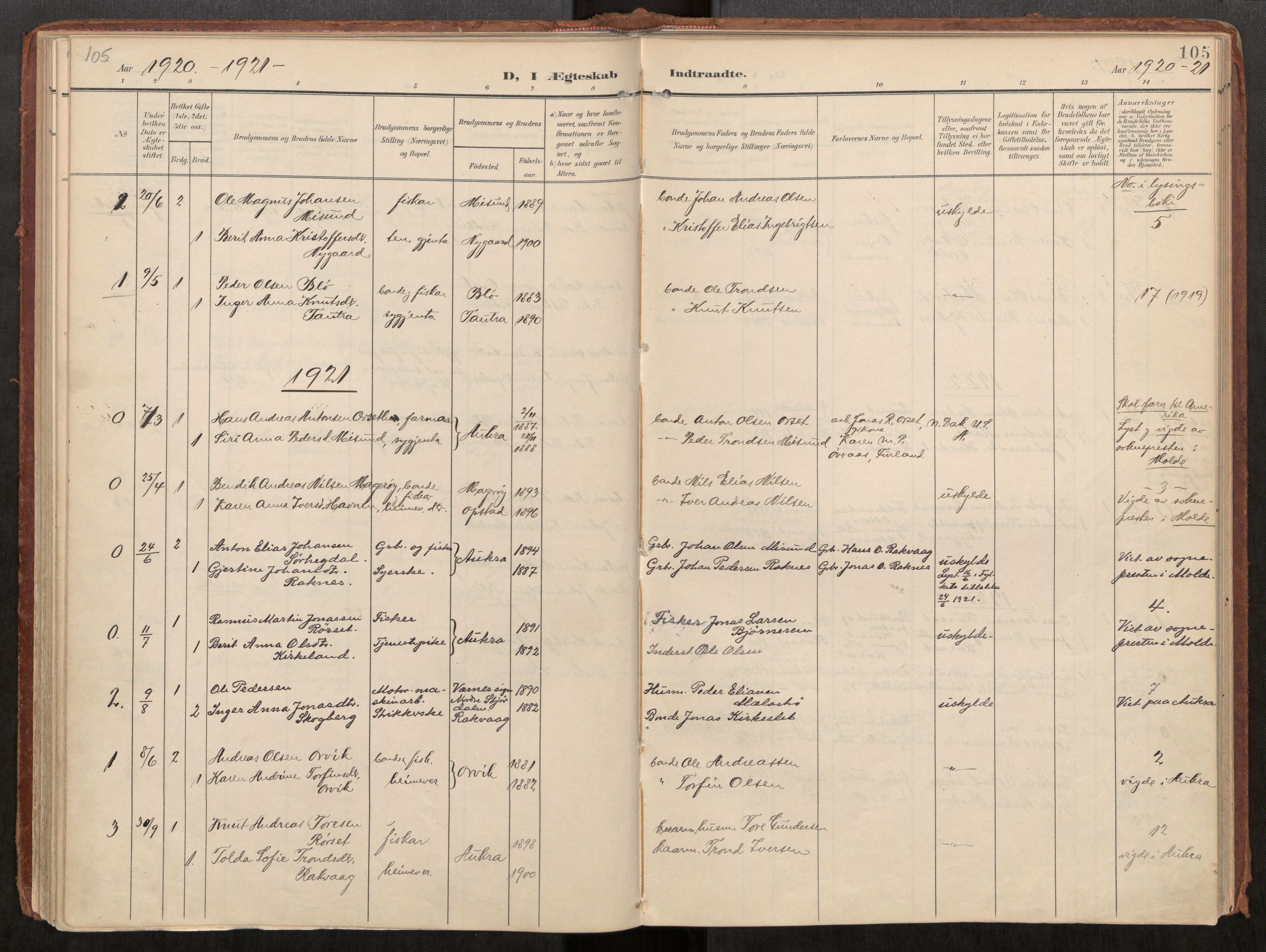 Ministerialprotokoller, klokkerbøker og fødselsregistre - Møre og Romsdal, AV/SAT-A-1454/563/L0740: Ministerialbok nr. 563A02, 1903-1923, s. 105
