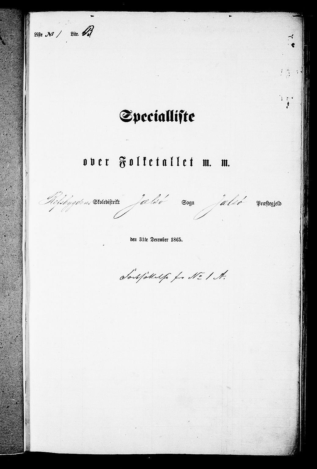 RA, Folketelling 1865 for 1138P Jelsa prestegjeld, 1865, s. 22