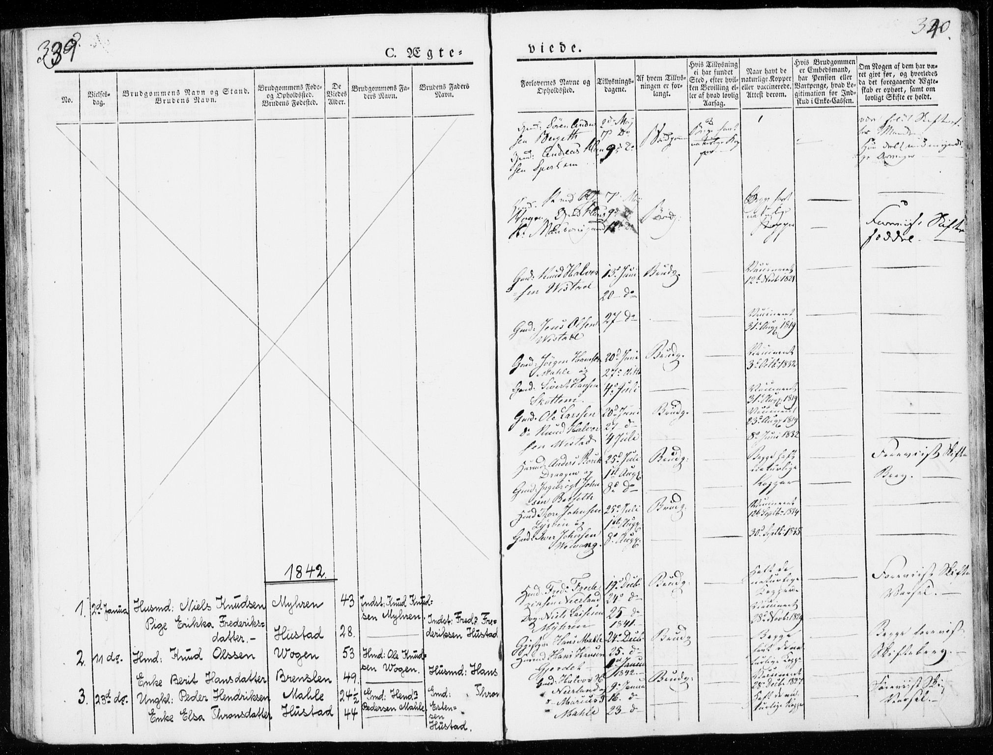 Ministerialprotokoller, klokkerbøker og fødselsregistre - Møre og Romsdal, SAT/A-1454/566/L0766: Ministerialbok nr. 566A05, 1842-1851, s. 339-340