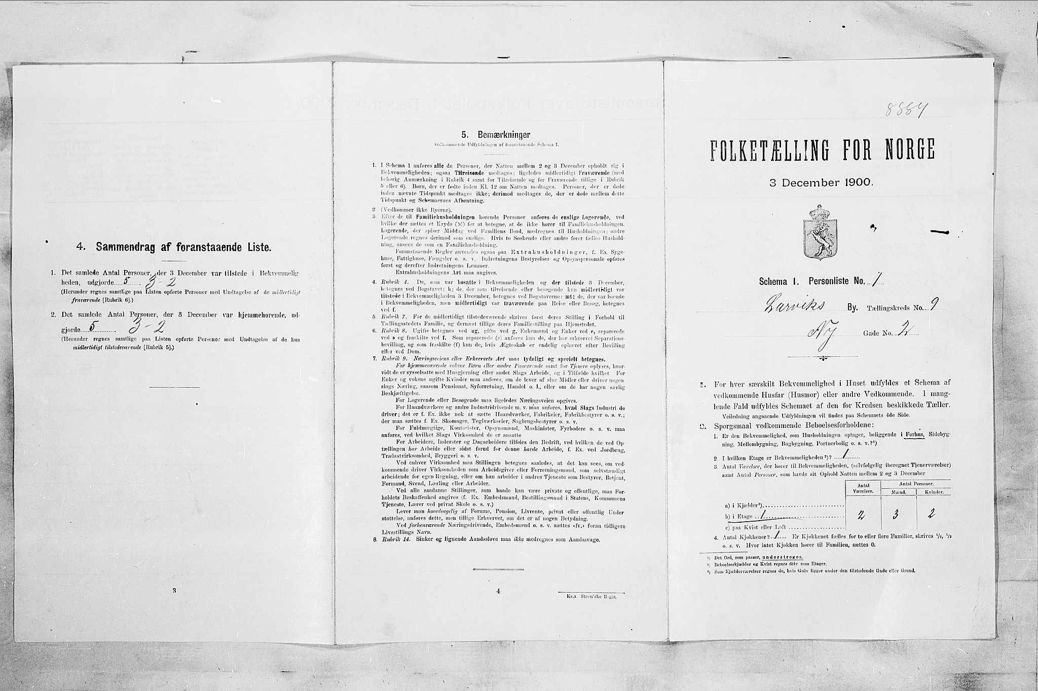 RA, Folketelling 1900 for 0707 Larvik kjøpstad, 1900, s. 889