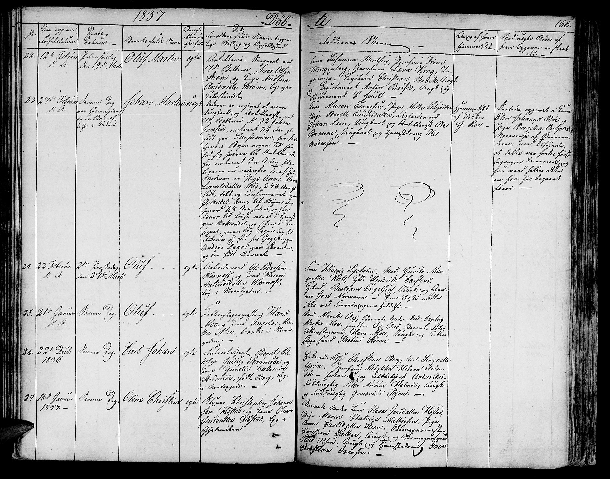 Ministerialprotokoller, klokkerbøker og fødselsregistre - Sør-Trøndelag, SAT/A-1456/602/L0108: Ministerialbok nr. 602A06, 1821-1839, s. 166