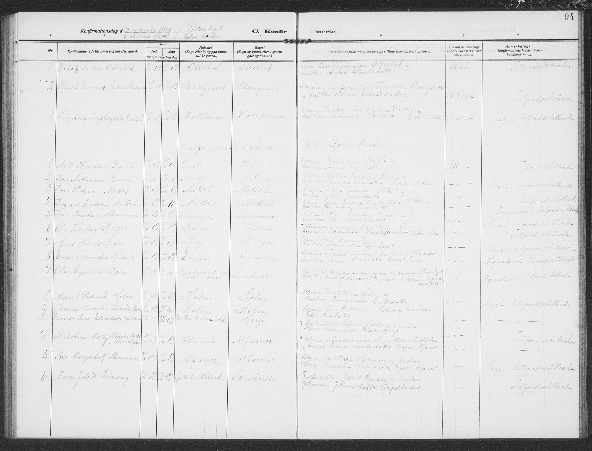 Ministerialprotokoller, klokkerbøker og fødselsregistre - Møre og Romsdal, AV/SAT-A-1454/549/L0615: Klokkerbok nr. 549C01, 1905-1932, s. 94