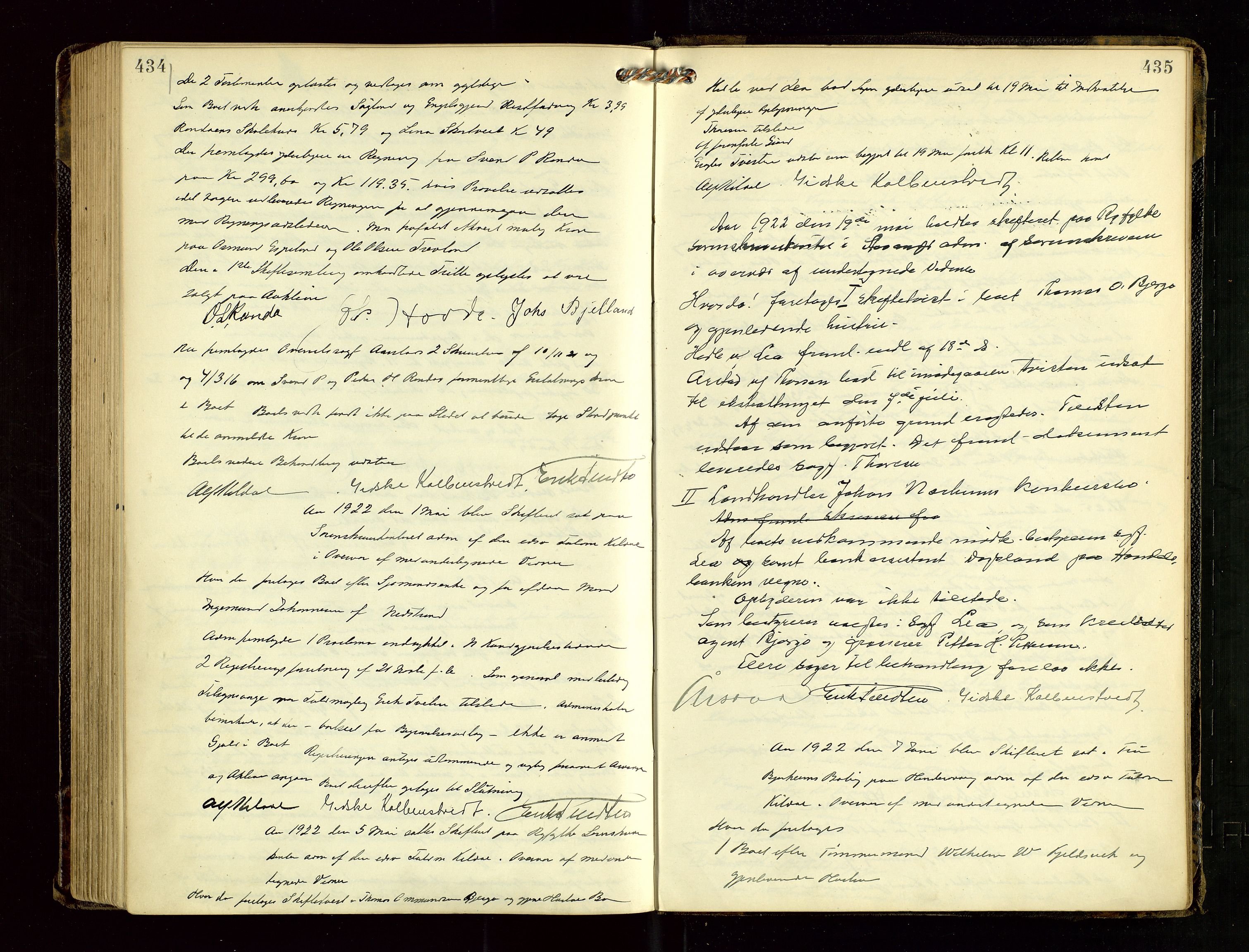 Ryfylke tingrett, AV/SAST-A-100055/001/IV/IVF/L0017: Skifteforhandlingsprotokoll, 1915-1923, s. 434-435