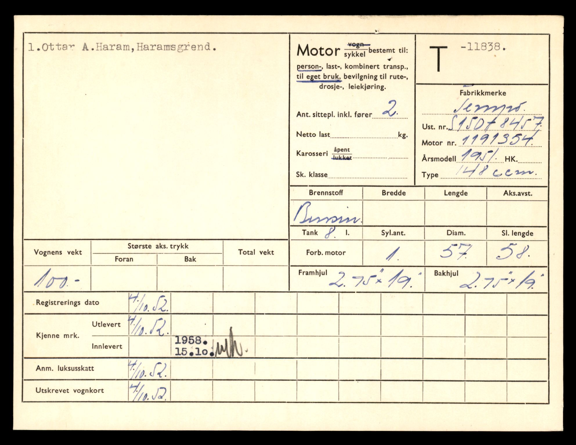 Møre og Romsdal vegkontor - Ålesund trafikkstasjon, AV/SAT-A-4099/F/Fe/L0031: Registreringskort for kjøretøy T 11800 - T 11996, 1927-1998, s. 737