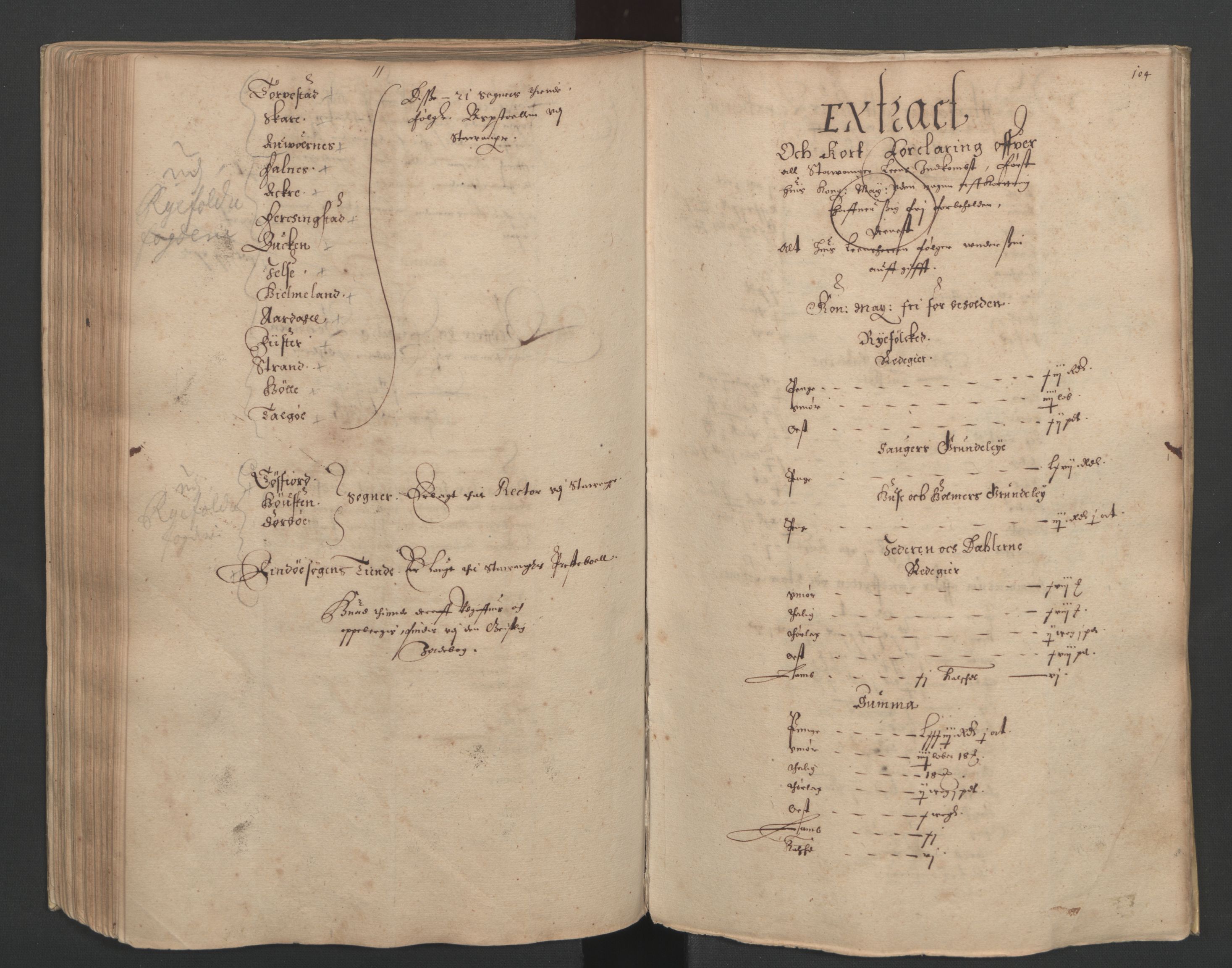 Rentekammeret inntil 1814, Realistisk ordnet avdeling, AV/RA-EA-4070/L/L0023/0002: Stavanger lagdømme: / [B]: Kronens jordebok., 1661, s. 103b-104a