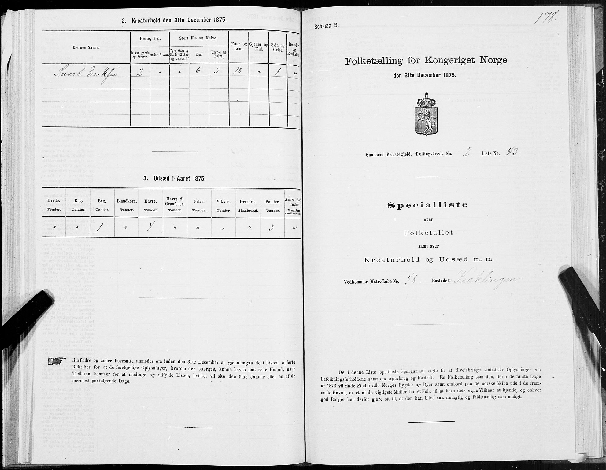 SAT, Folketelling 1875 for 1736P Snåsa prestegjeld, 1875, s. 1178