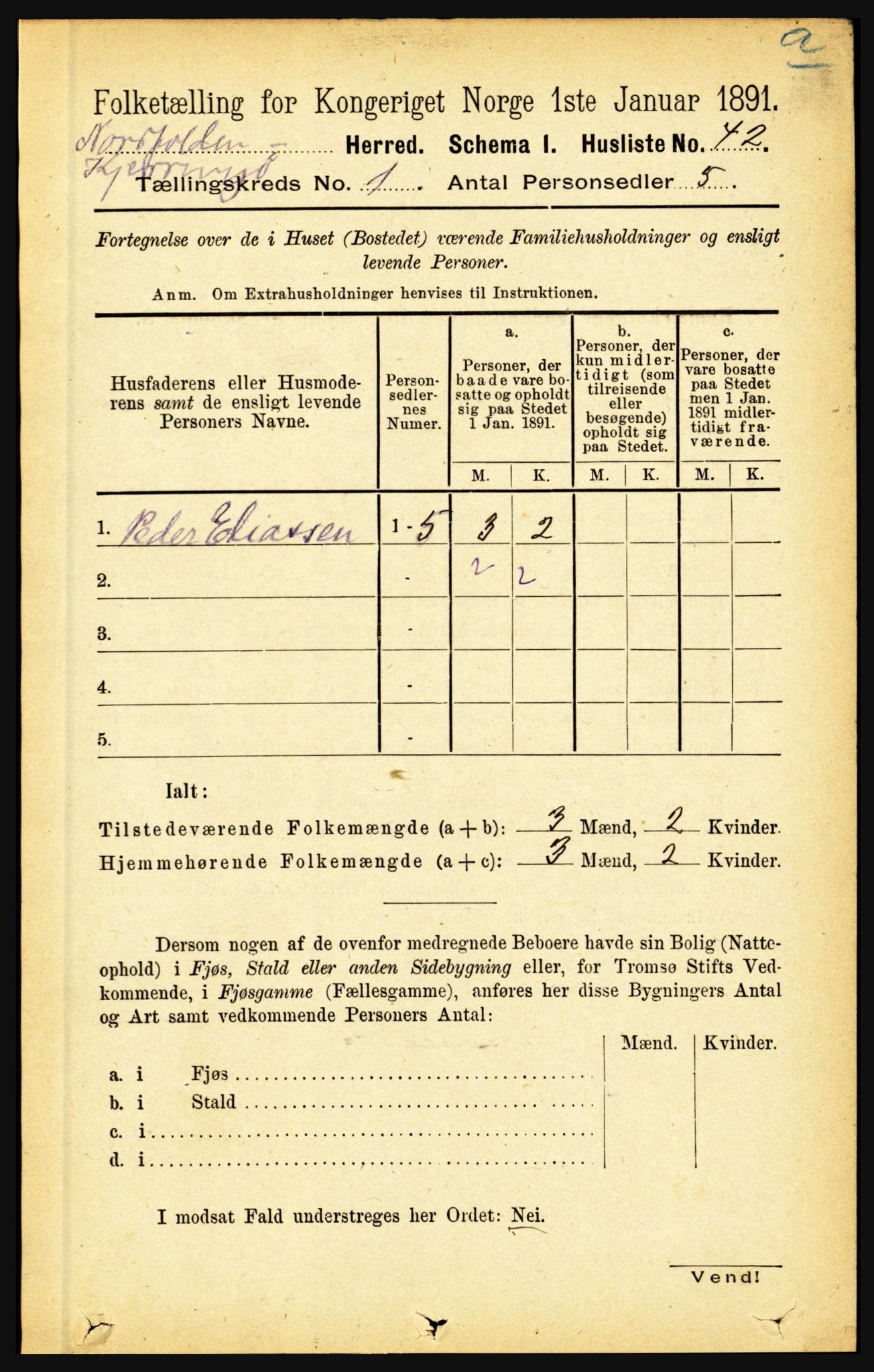 RA, Folketelling 1891 for 1846 Nordfold-Kjerringøy herred, 1891, s. 69