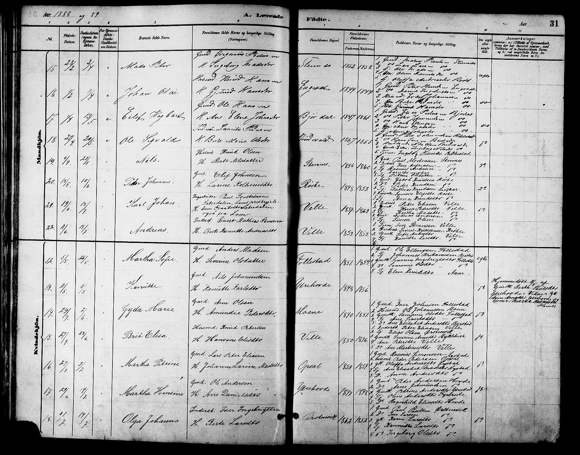 Ministerialprotokoller, klokkerbøker og fødselsregistre - Møre og Romsdal, SAT/A-1454/513/L0189: Klokkerbok nr. 513C03, 1883-1904, s. 31