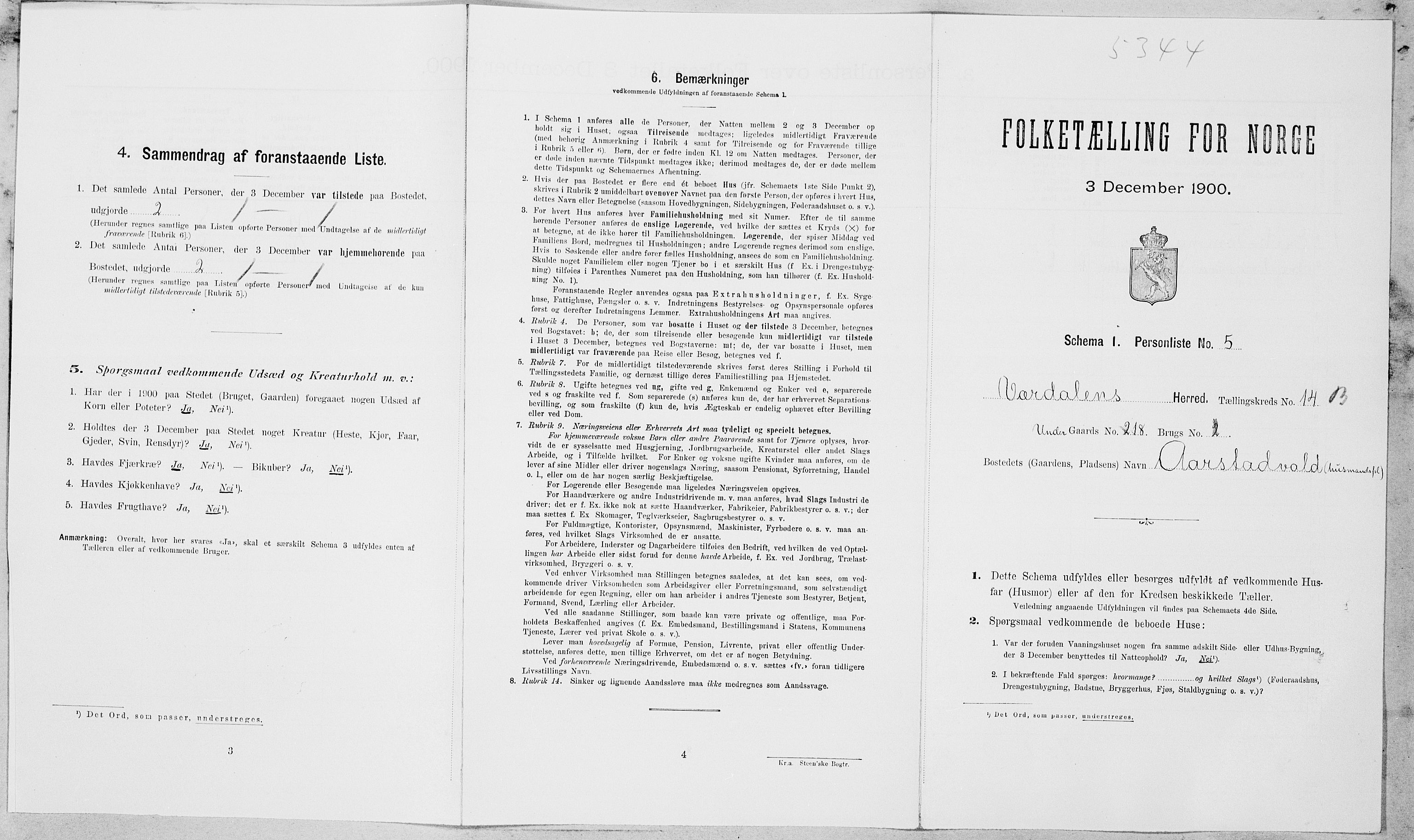 SAT, Folketelling 1900 for 1721 Verdal herred, 1900, s. 1863