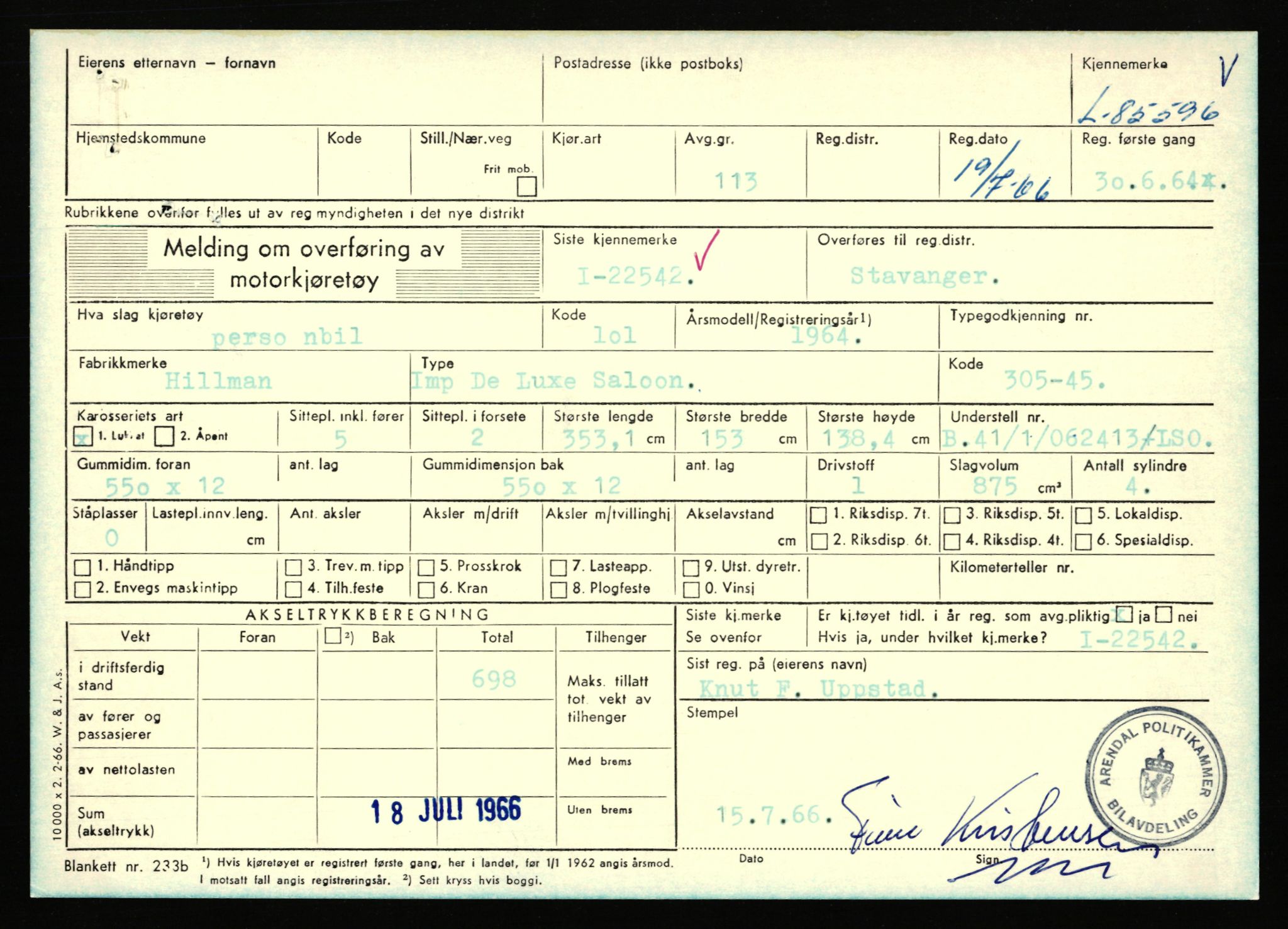 Stavanger trafikkstasjon, AV/SAST-A-101942/0/F/L0073: L-84100 - L-86499, 1930-1971, s. 1585