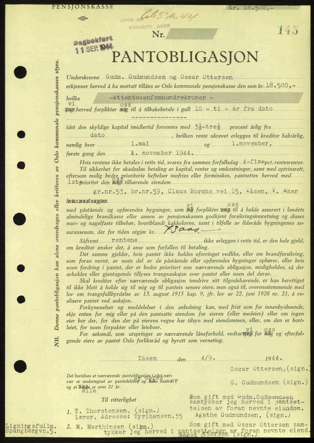 Aker herredsskriveri, SAO/A-10896/G/Gb/Gba/Gbac/L0035: Pantebok nr. B200-201, 1944-1944, Dagboknr: 6657/1944